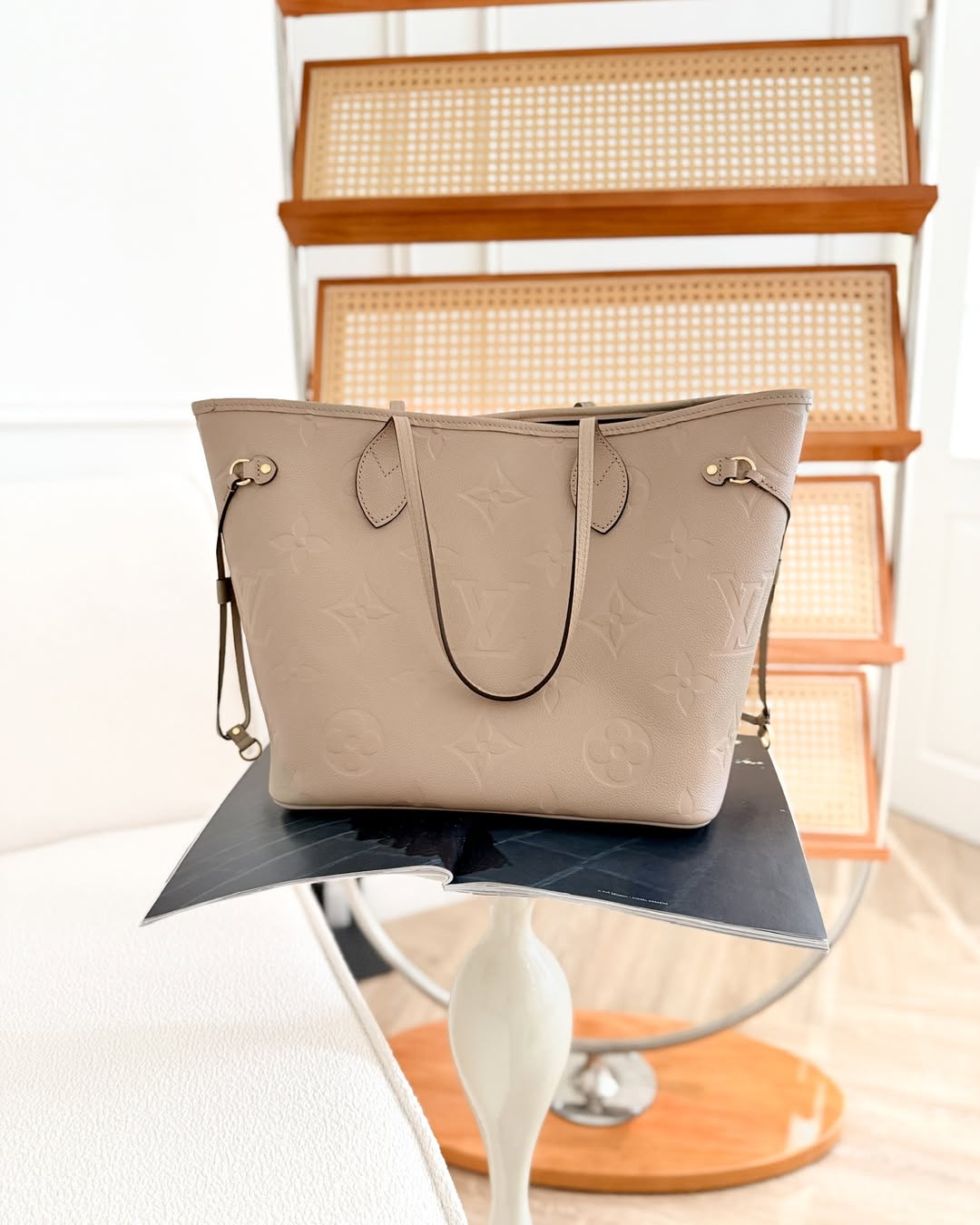 Louis Vuitton Neverfull MM Monogram Empreinte Leather Tourterelle