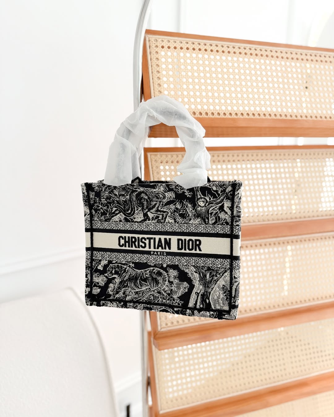 Dior New Small Book Tote Embroidered Toile De Jouy Navy