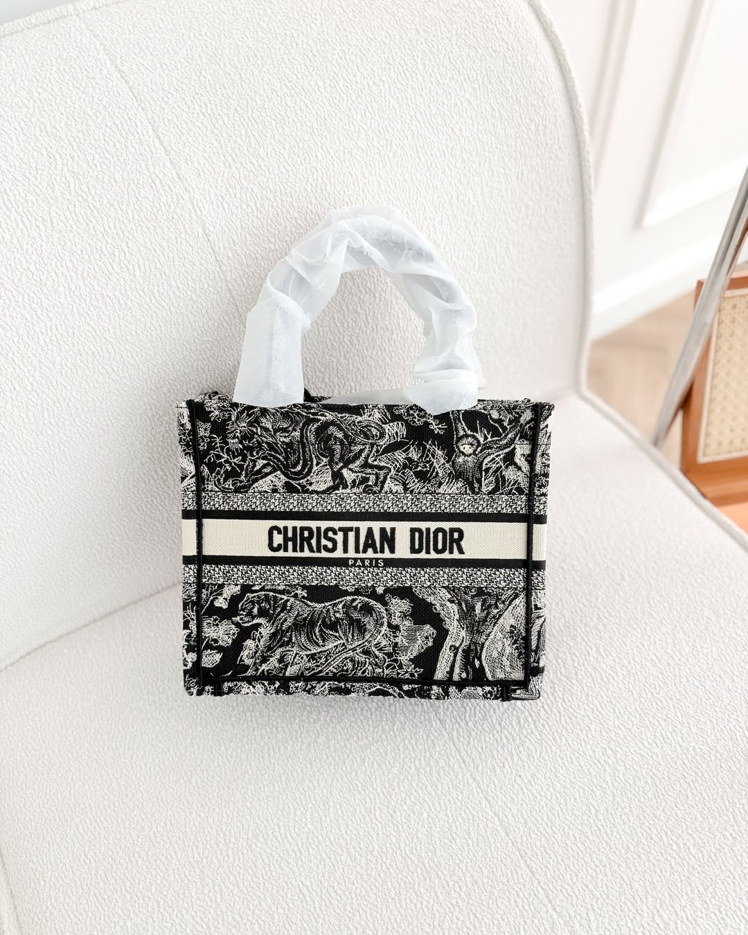 Dior New Small Book Tote Embroidered Toile De Jouy Navy