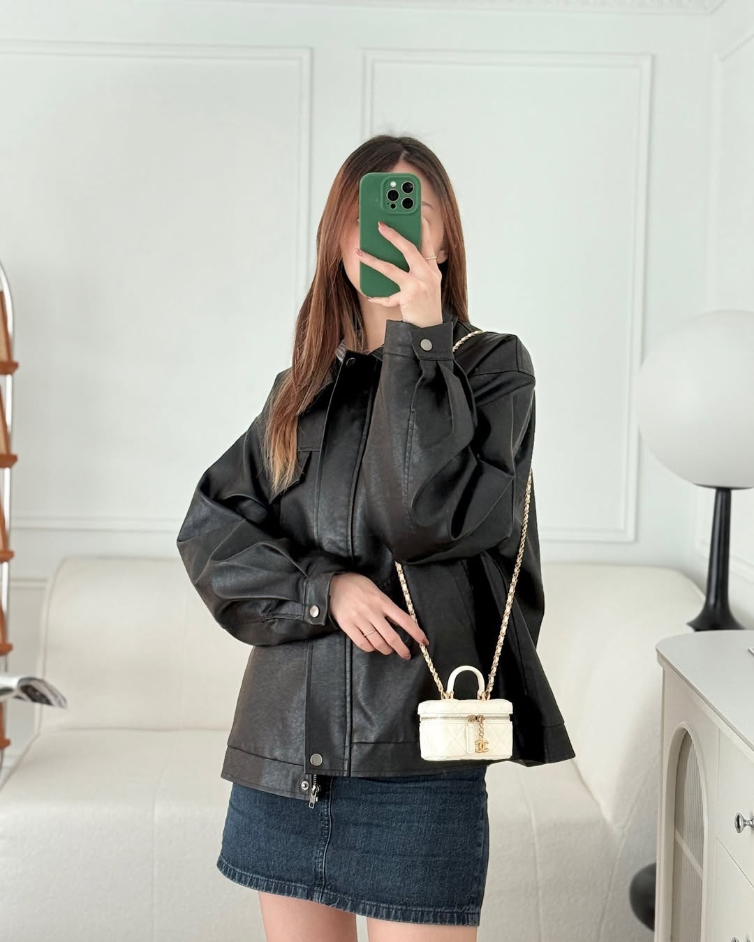 Chanel Quilted Mini Top Handle Vanity With Chain Ivory Caviar Aged