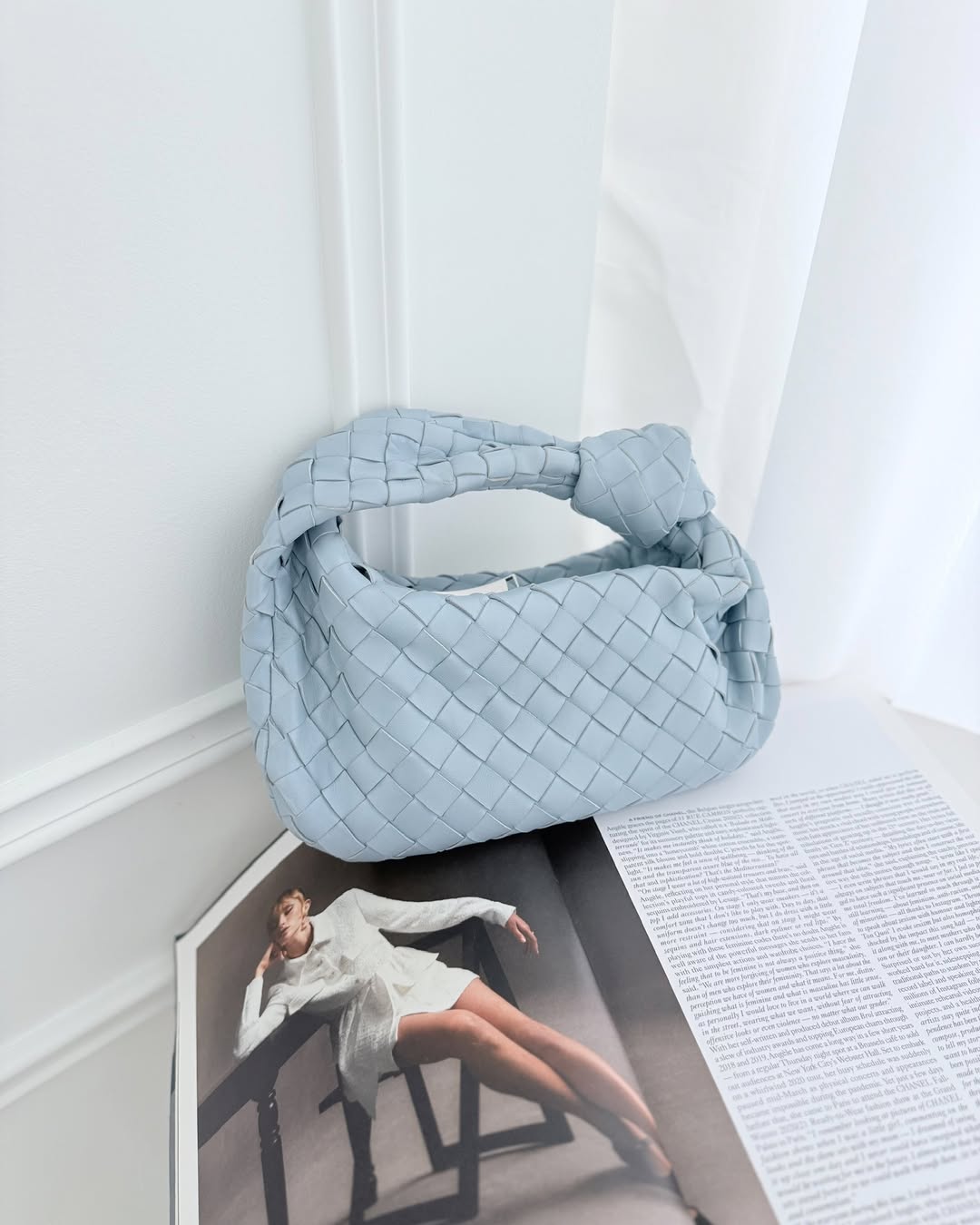 Bottega Veneta Mini Jodie Bag Intrecciato In Ice Lambskin