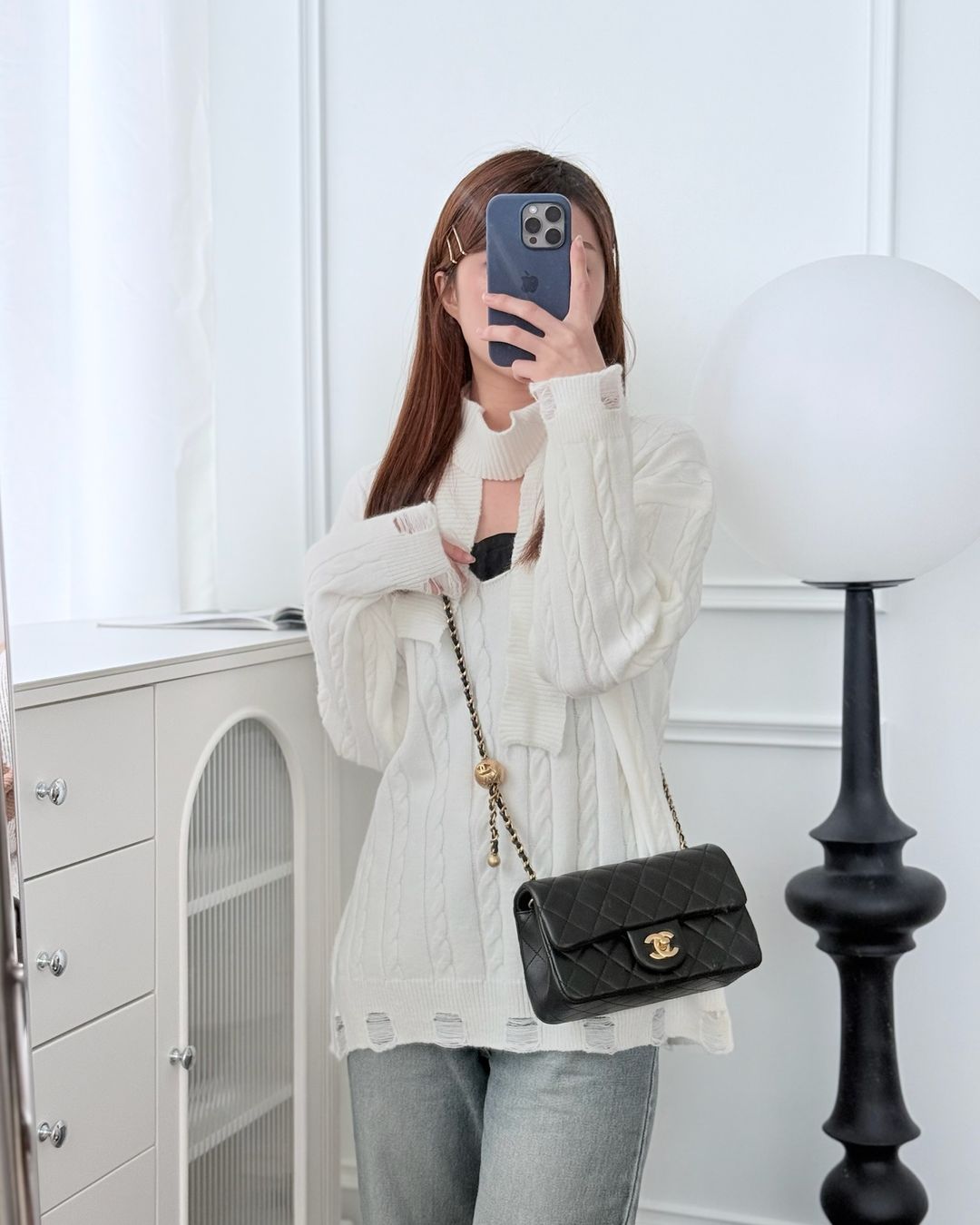 Chanel Mini Rectangular Pearl Crush Quilted Black Lambskin Aged