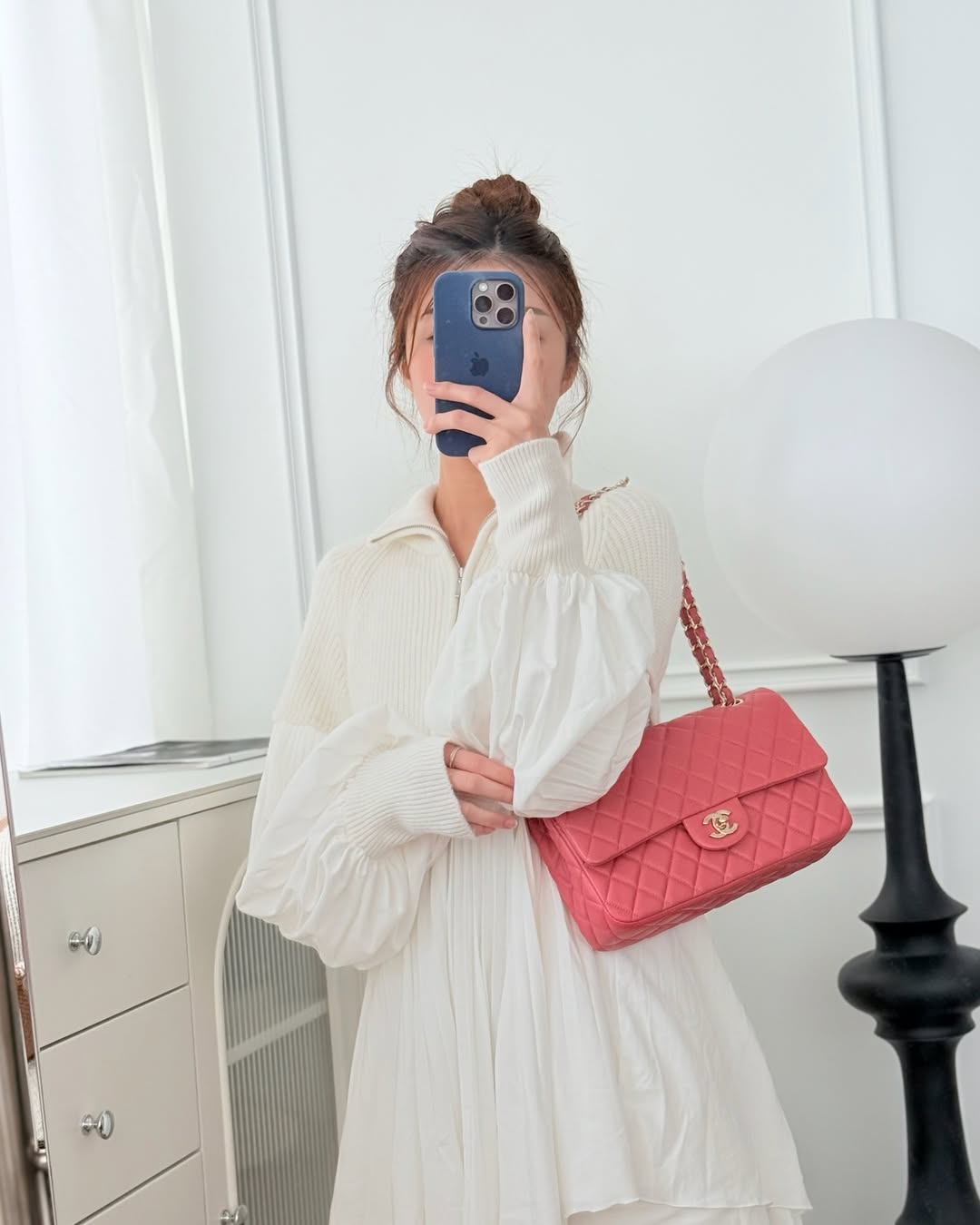 Chanel M/L Medium Flap Bag Valentine Limited Edition Pink Lambskin