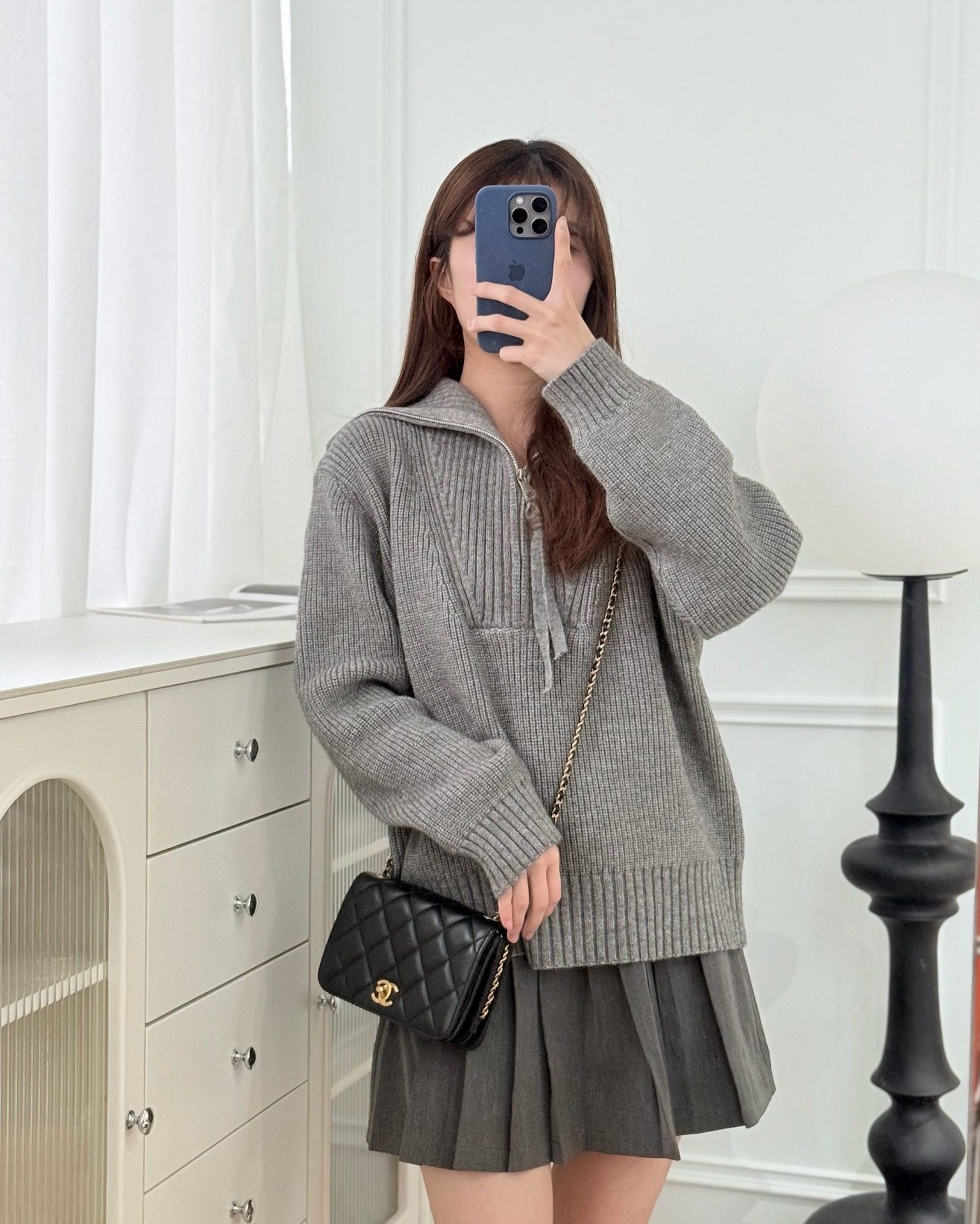 Chanel Quilted Side Chain Flap Bag Black Calfskin Aged