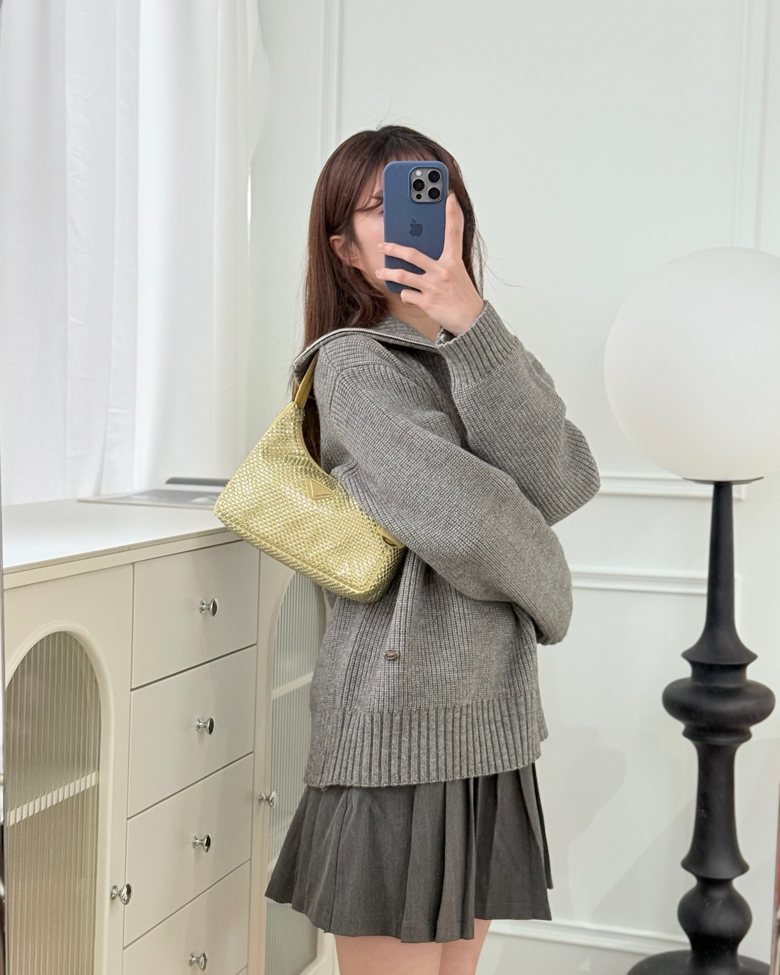 Prada Re-Edition 2000 Nylon Mini Bag Yellow Crystal Embellished