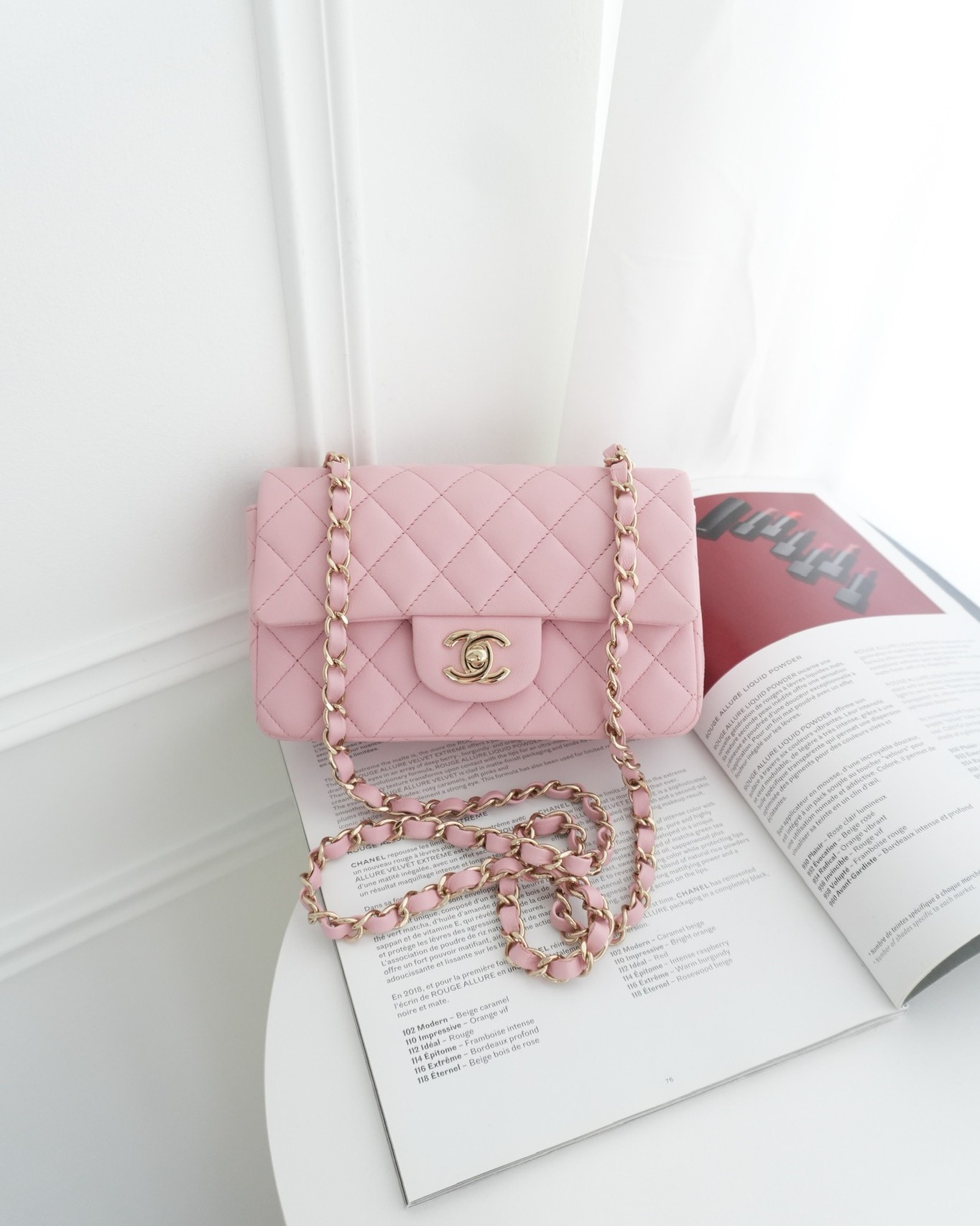 Chanel Quilted Mini Rectangular Flap Pink Lambskin