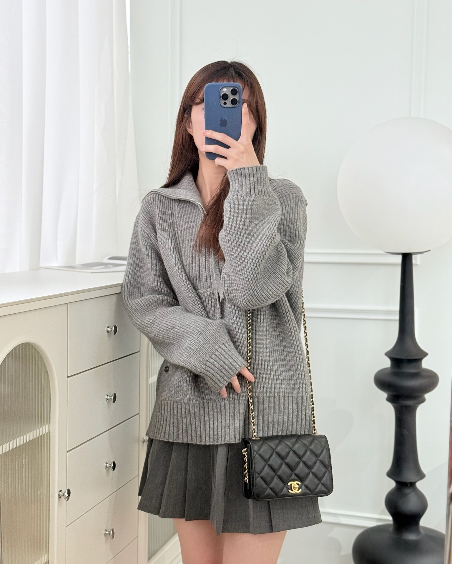 Chanel Quilted Side Chain Flap Bag Black Calfskin Aged