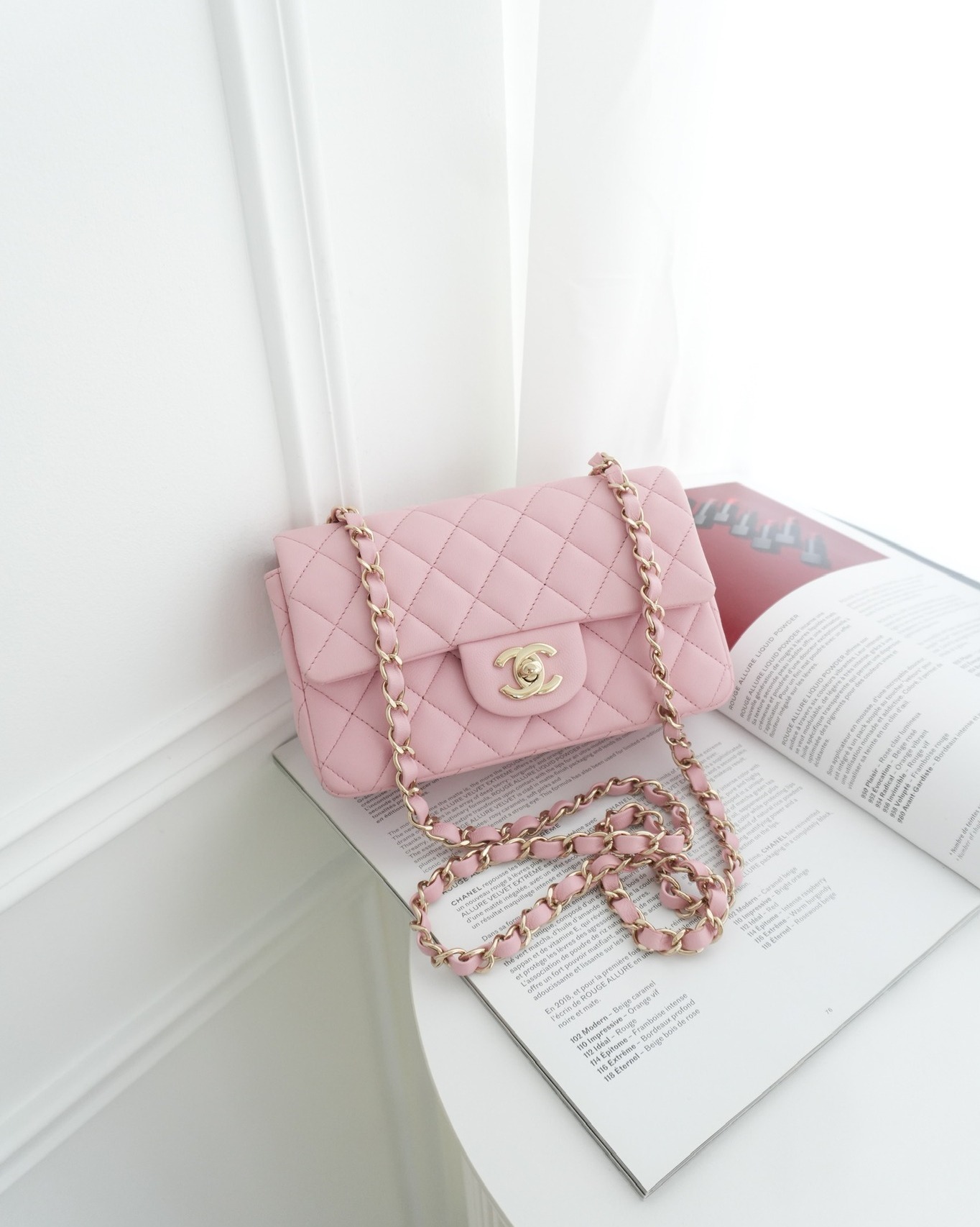 Chanel Quilted Mini Rectangular Flap Pink Lambskin