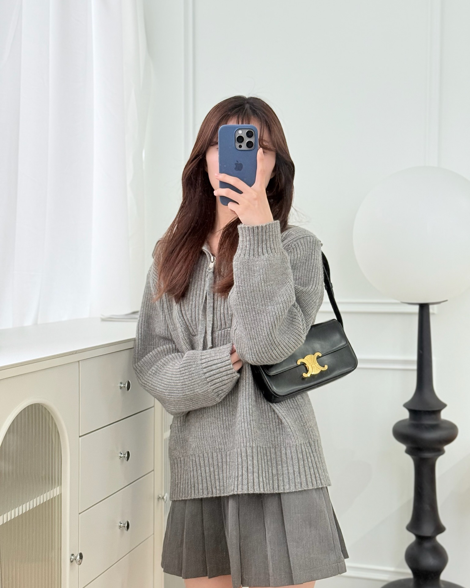 Celine Triomphe Shoulder Bag Black Calfskin