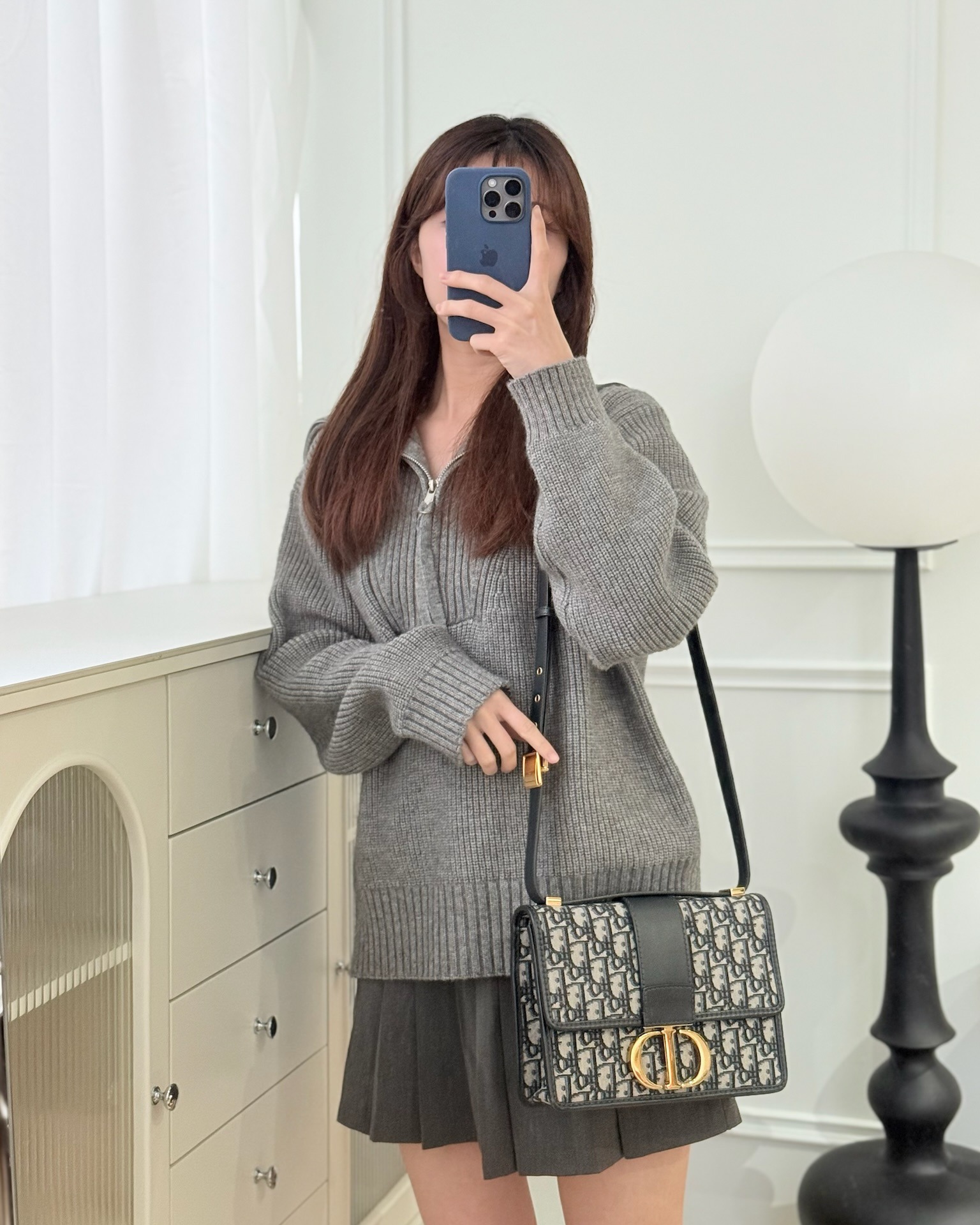 Dior 30 Montaigne Bag Blue Dior Oblique Jacquard