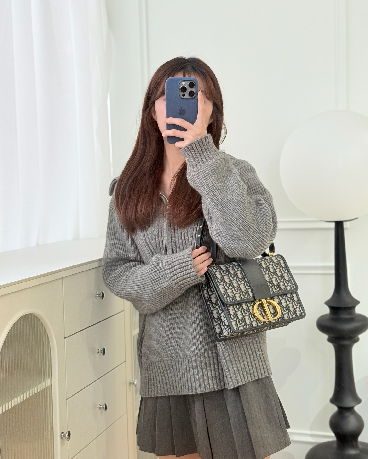 Dior 30 Montaigne Bag Blue Dior Oblique Jacquard