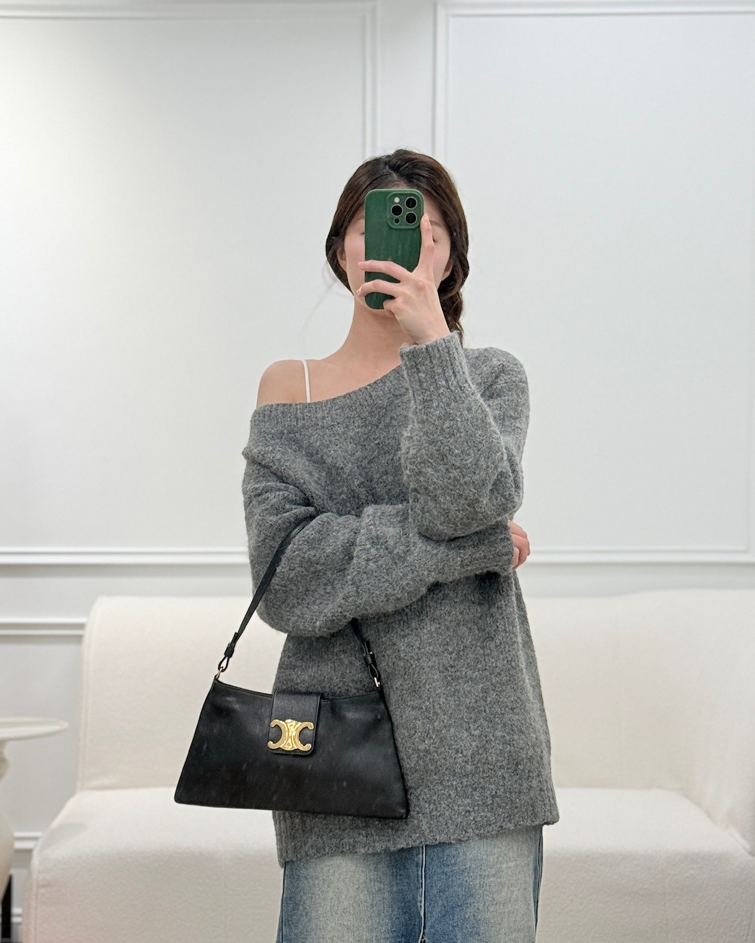 Celine Wiltern Clutch Black Calfskin