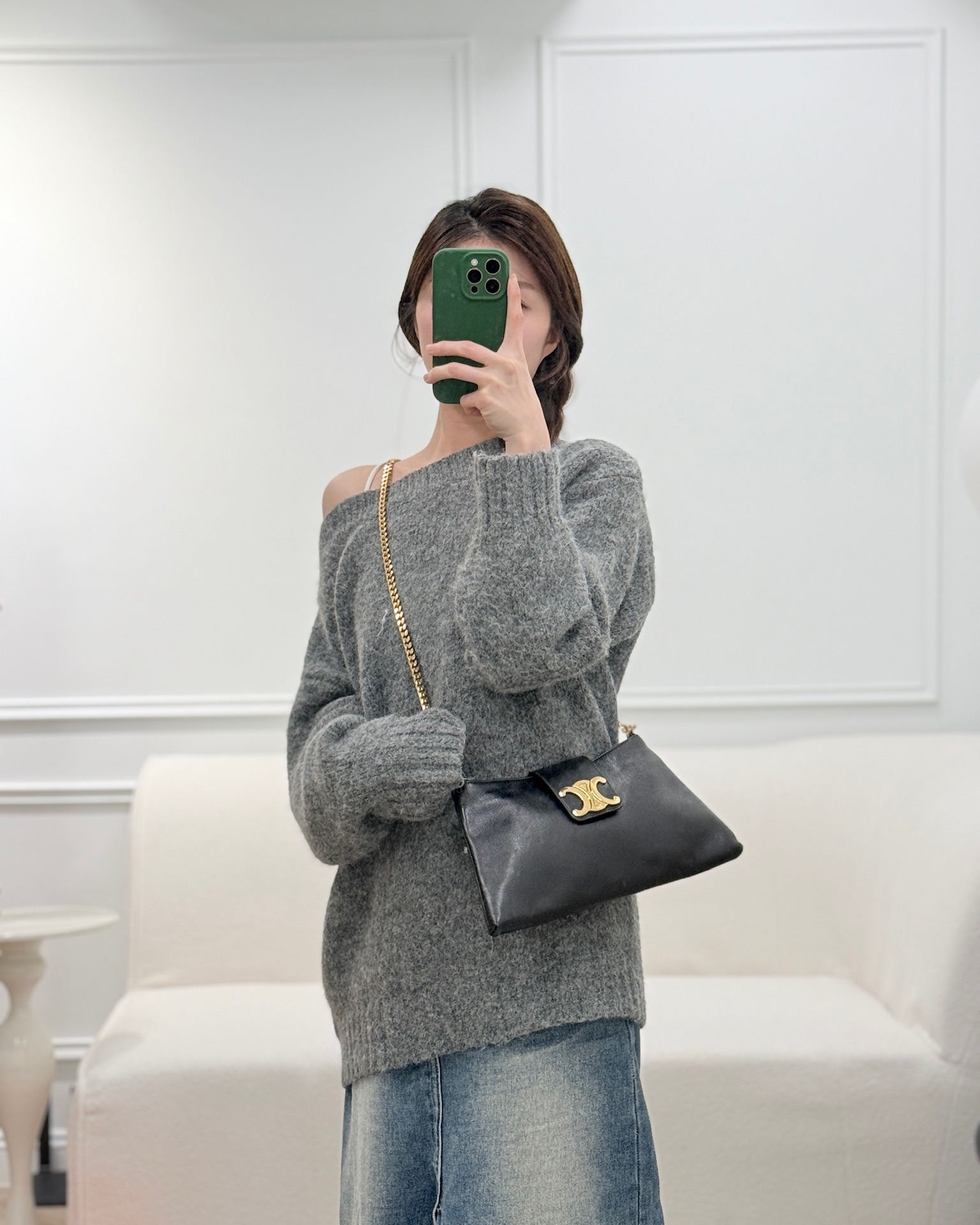 Celine Wiltern Clutch Black Calfskin