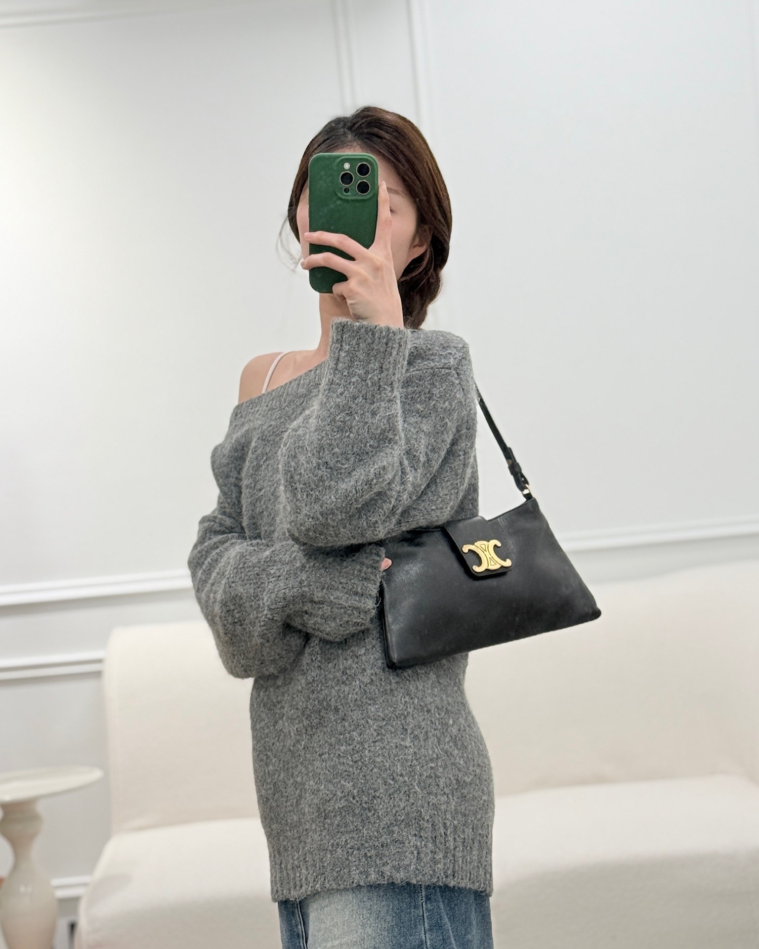 Celine Wiltern Clutch Black Calfskin