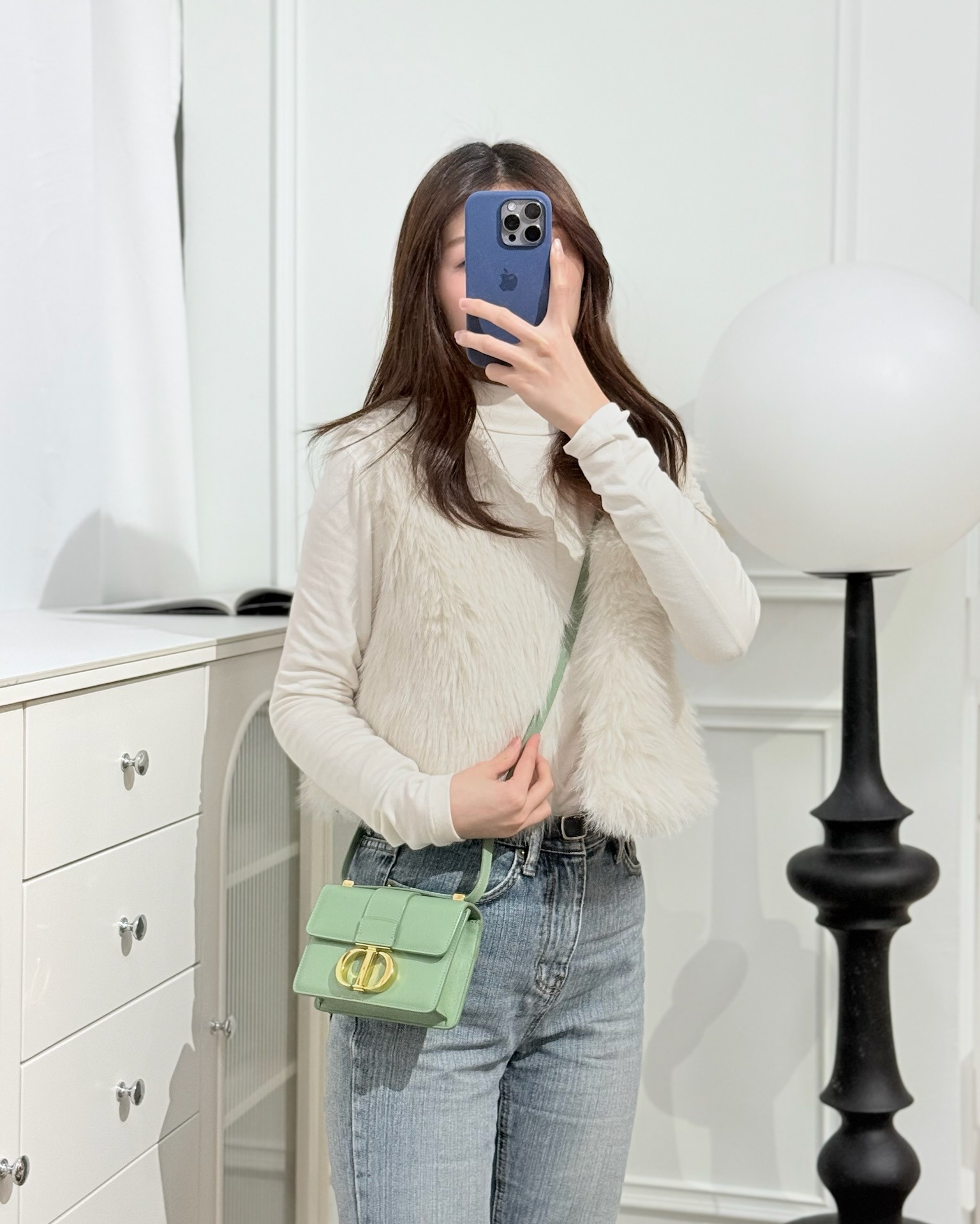 Dior Micro 30 Montaigne Flap Bag Mint Green Smooth Calfskin