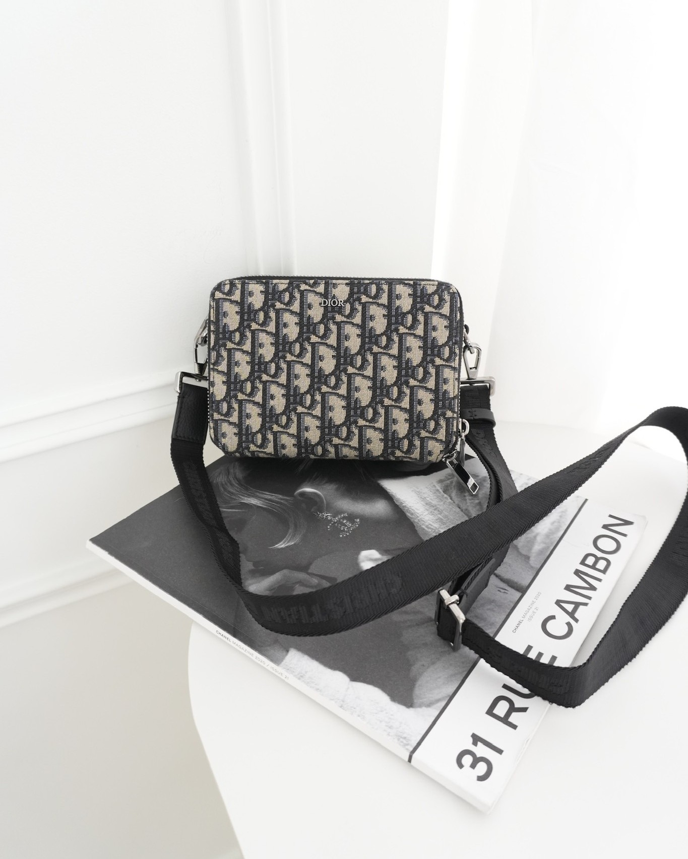 Dior Men's Crossbody Pouch Bag Blue Oblique Canvas