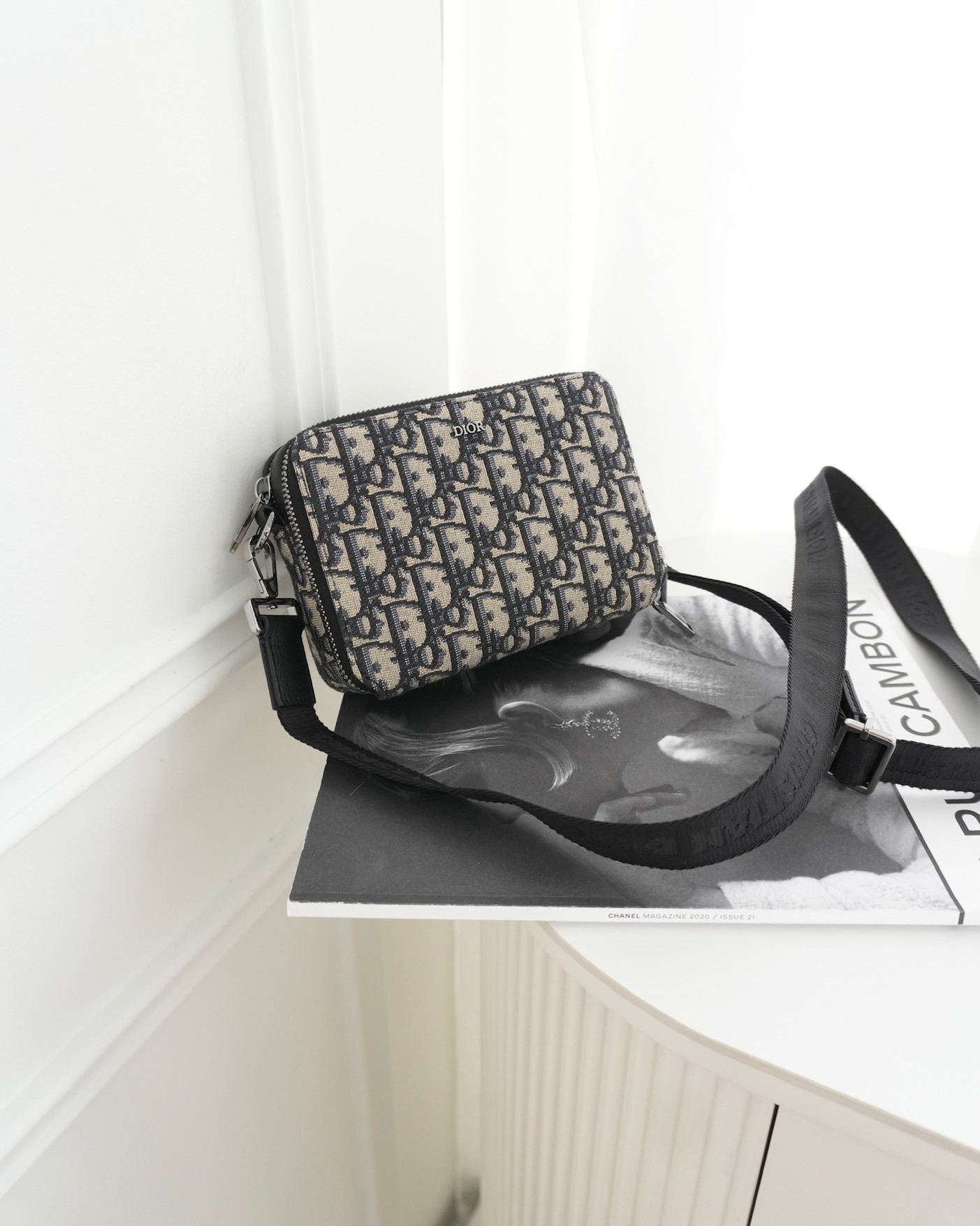 Dior Men's Crossbody Pouch Bag Blue Oblique Canvas