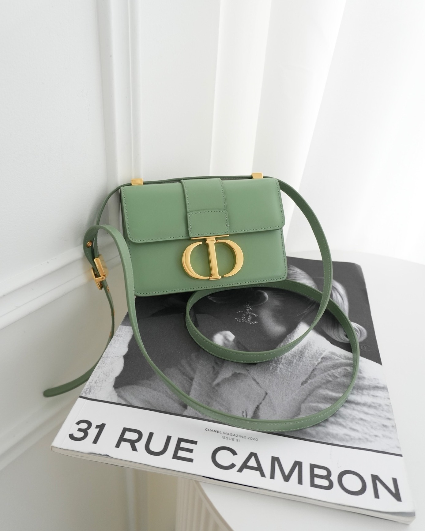 Dior Micro 30 Montaigne Flap Bag Mint Green Smooth Calfskin