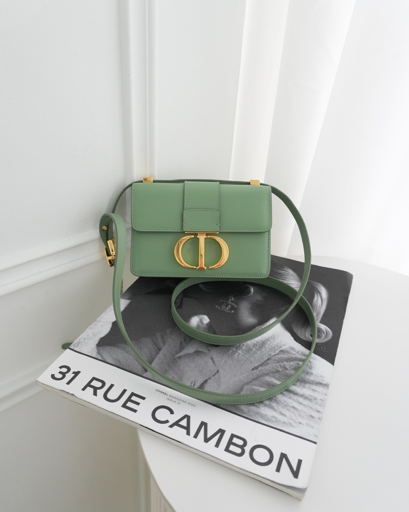 Dior Micro 30 Montaigne Flap Bag Mint Green Smooth Calfskin