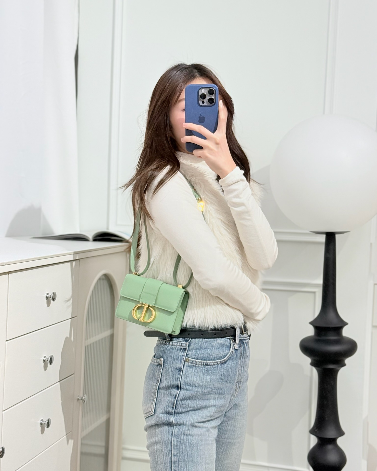 Dior Micro 30 Montaigne Flap Bag Mint Green Smooth Calfskin