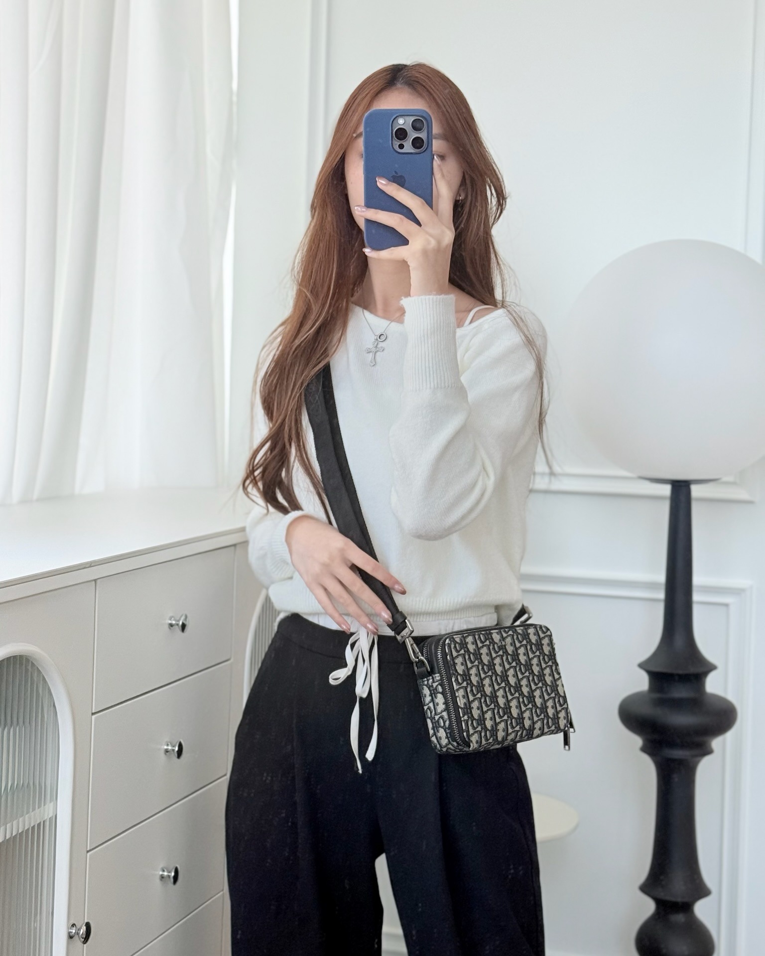 Dior Men's Crossbody Pouch Bag Blue Oblique Canvas