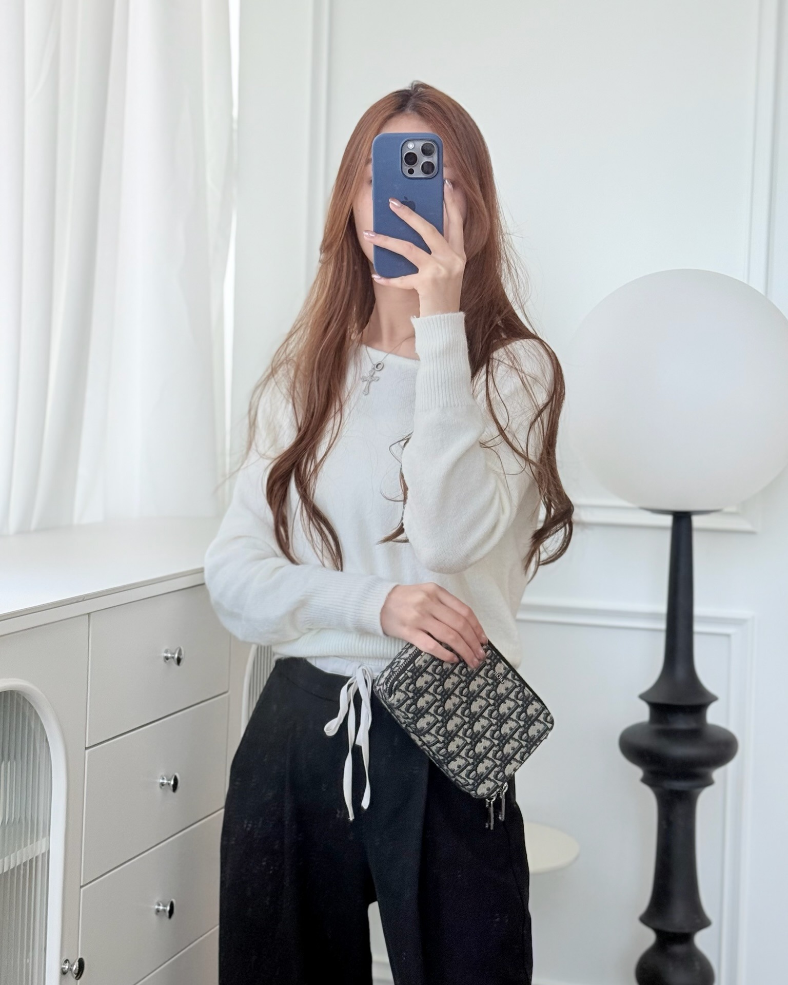 Dior Men's Crossbody Pouch Bag Blue Oblique Canvas