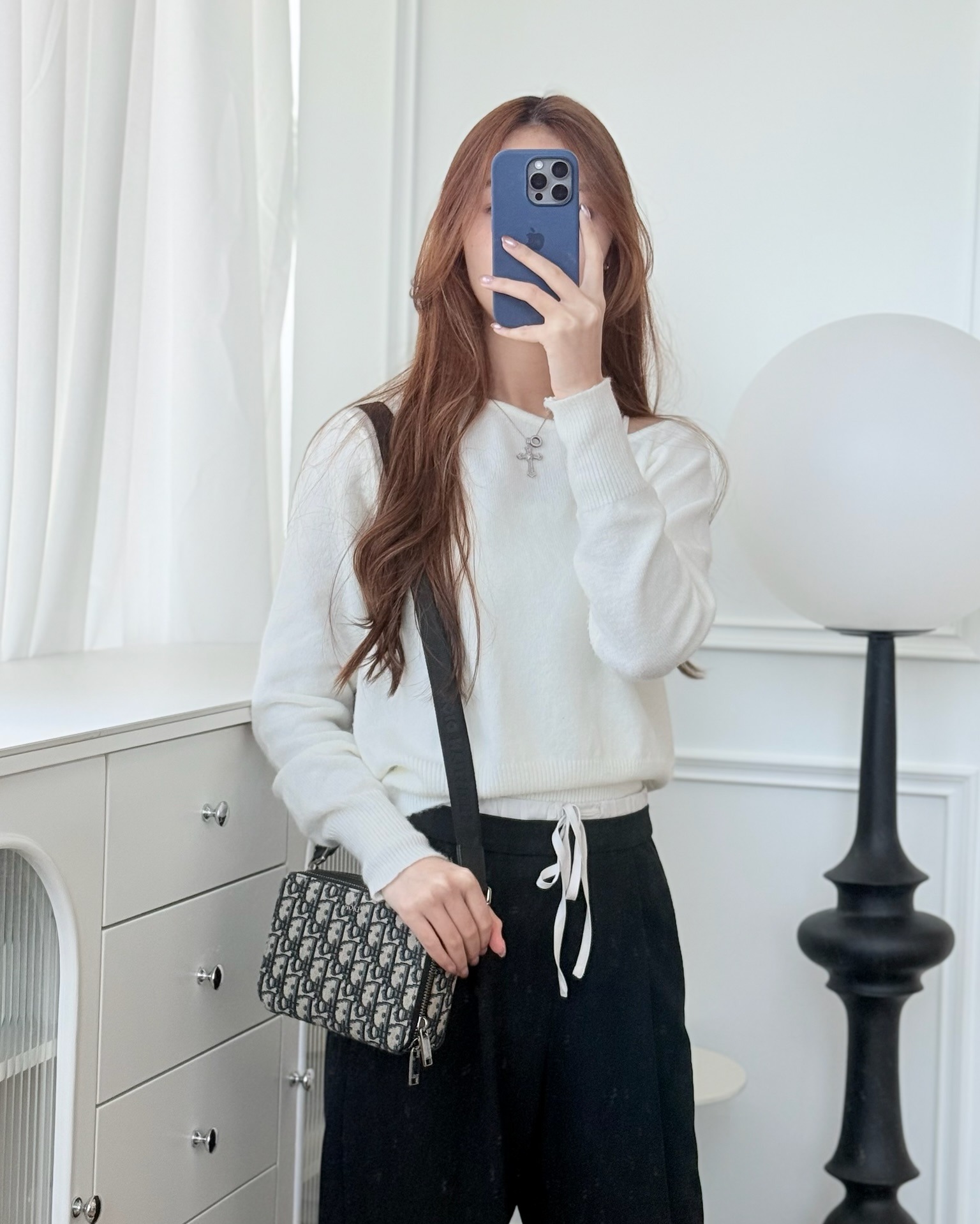 Dior Men's Crossbody Pouch Bag Blue Oblique Canvas