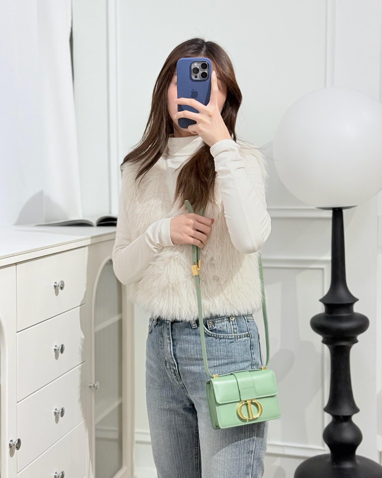 Dior Micro 30 Montaigne Flap Bag Mint Green Smooth Calfskin