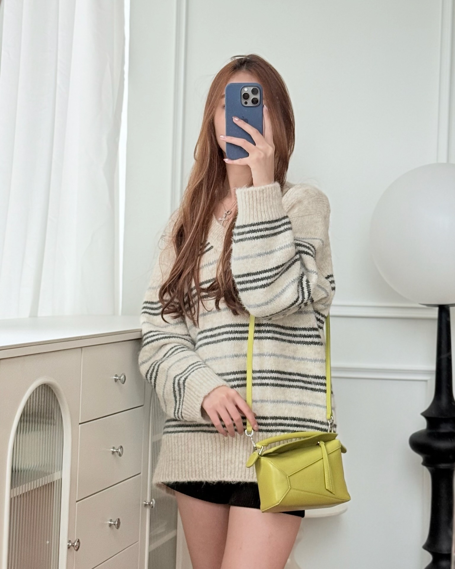 Loewe Mini Puzzle Edge Bag in Lime Smooth Calfskin