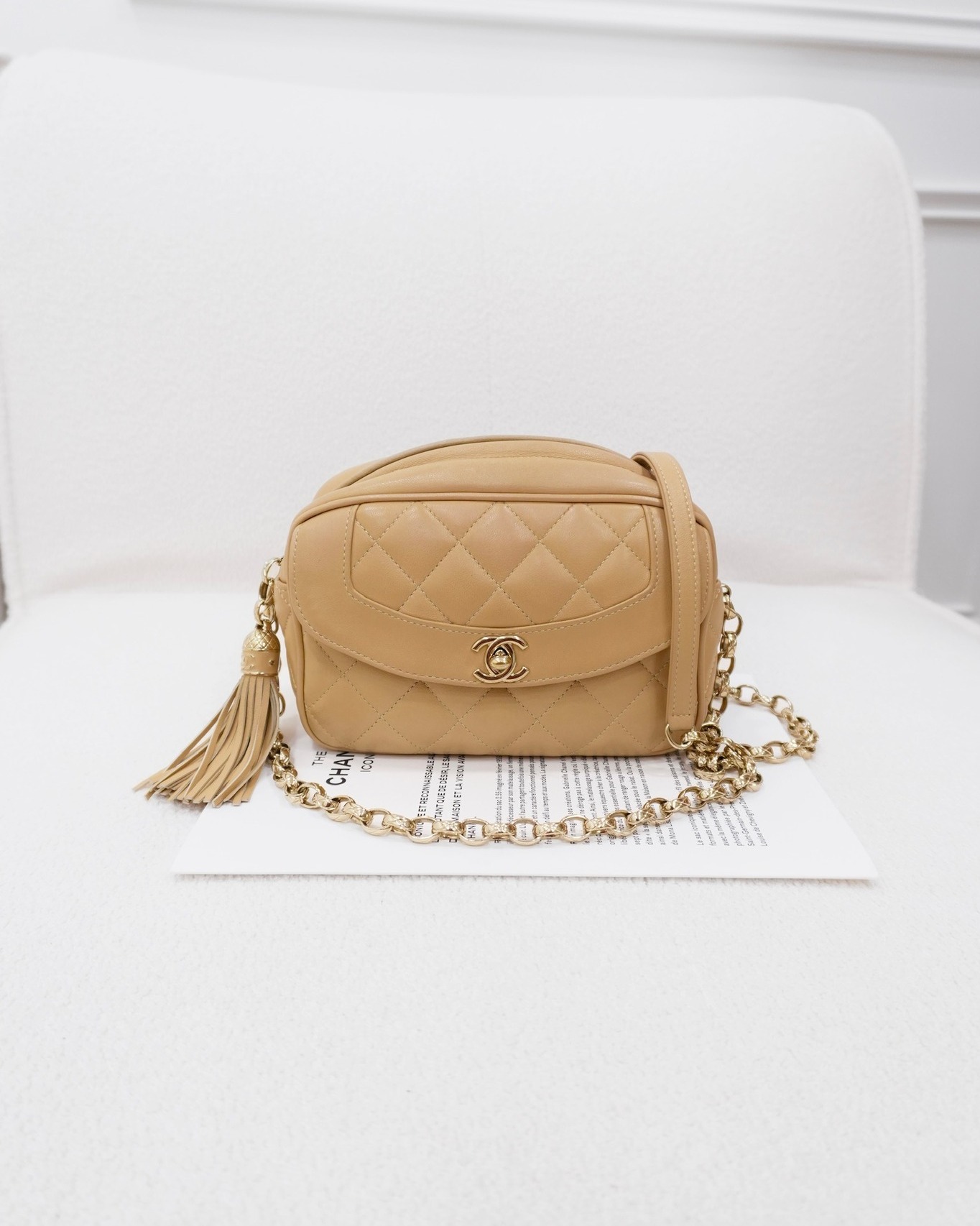 Chanel Coco Vintage Camera Case Beige Calfskin