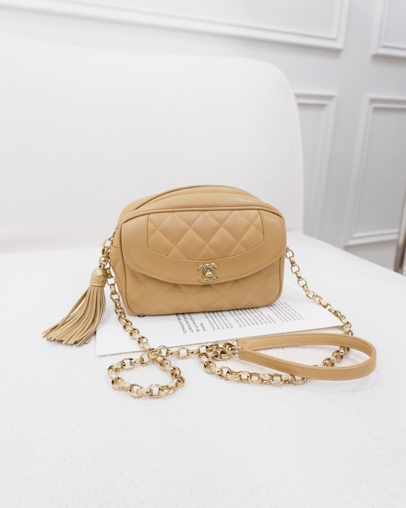 Chanel Coco Vintage Camera Case Beige Calfskin