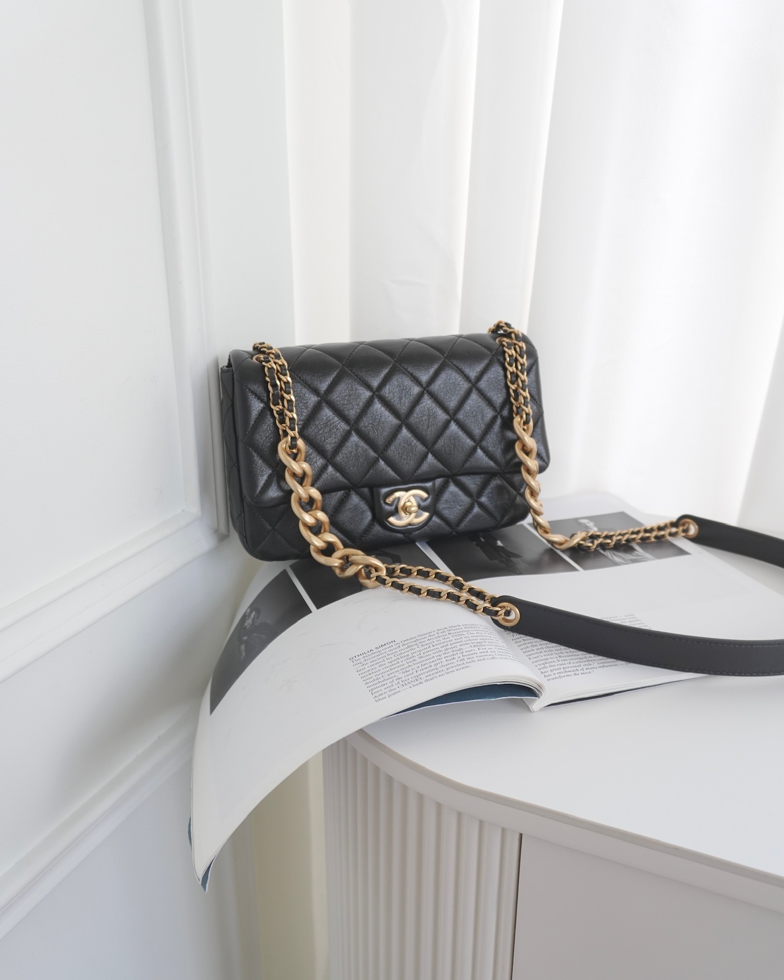 Chanel Quilted Flap Bag Black Lambskin Aged 22P