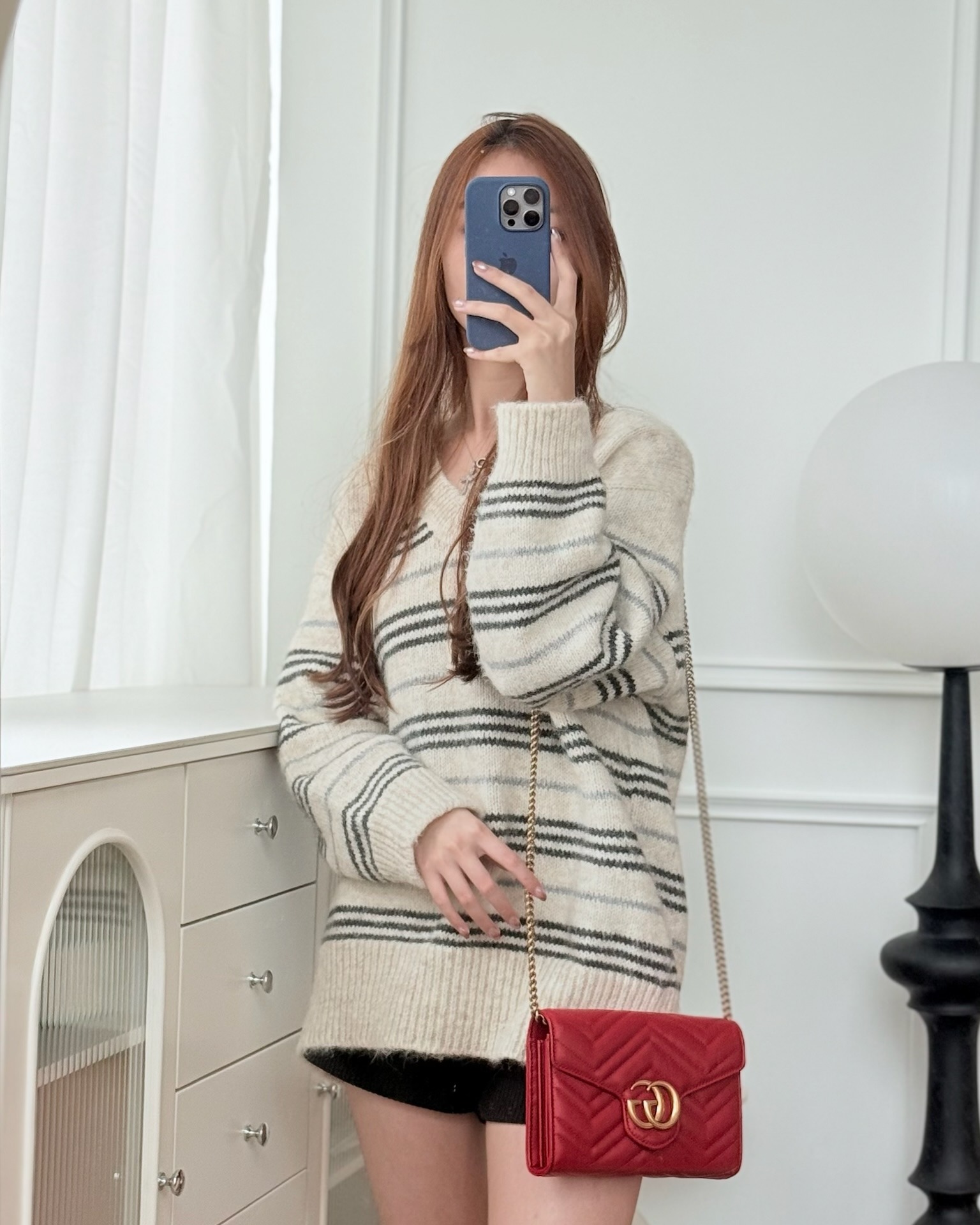 Gucci GG Marmont Matelassé Leather Wallet on Chain Red