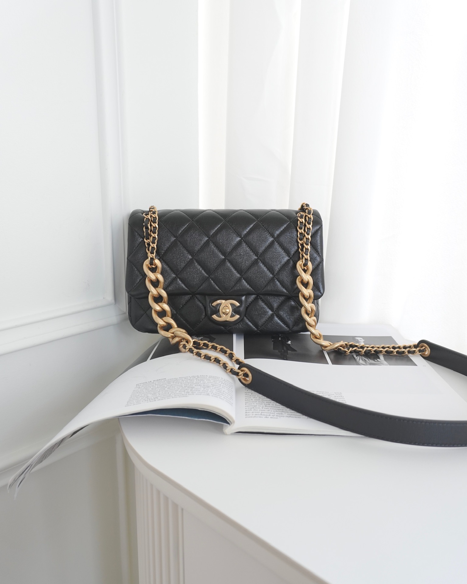 Chanel Quilted Flap Bag Black Lambskin Aged 22P