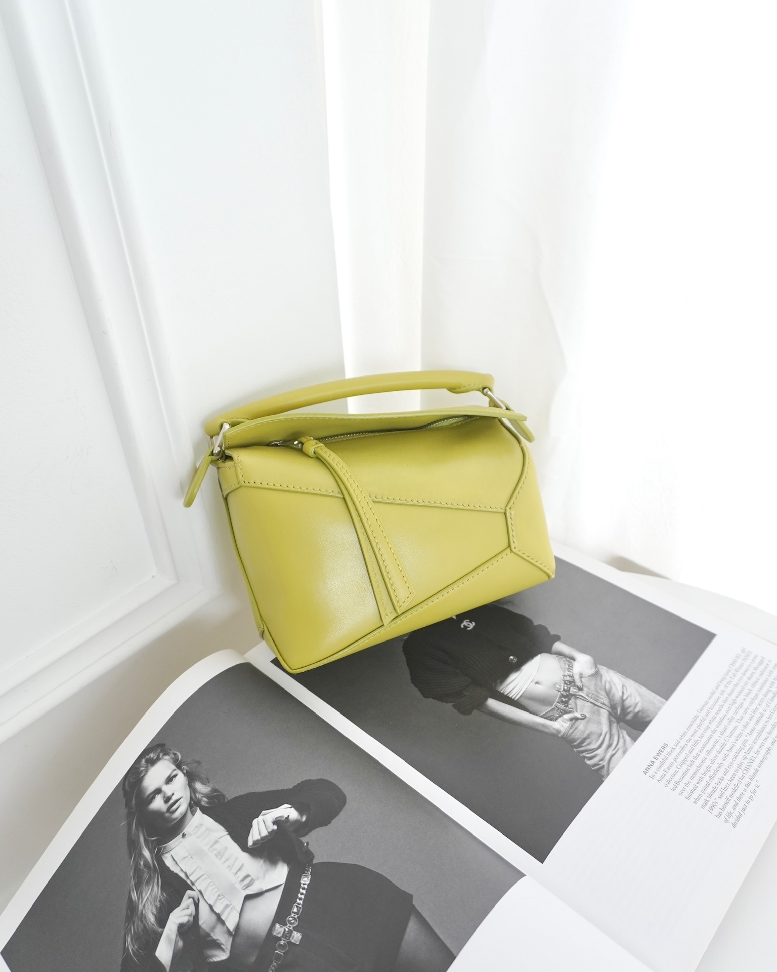 Loewe Mini Puzzle Edge Bag in Lime Smooth Calfskin