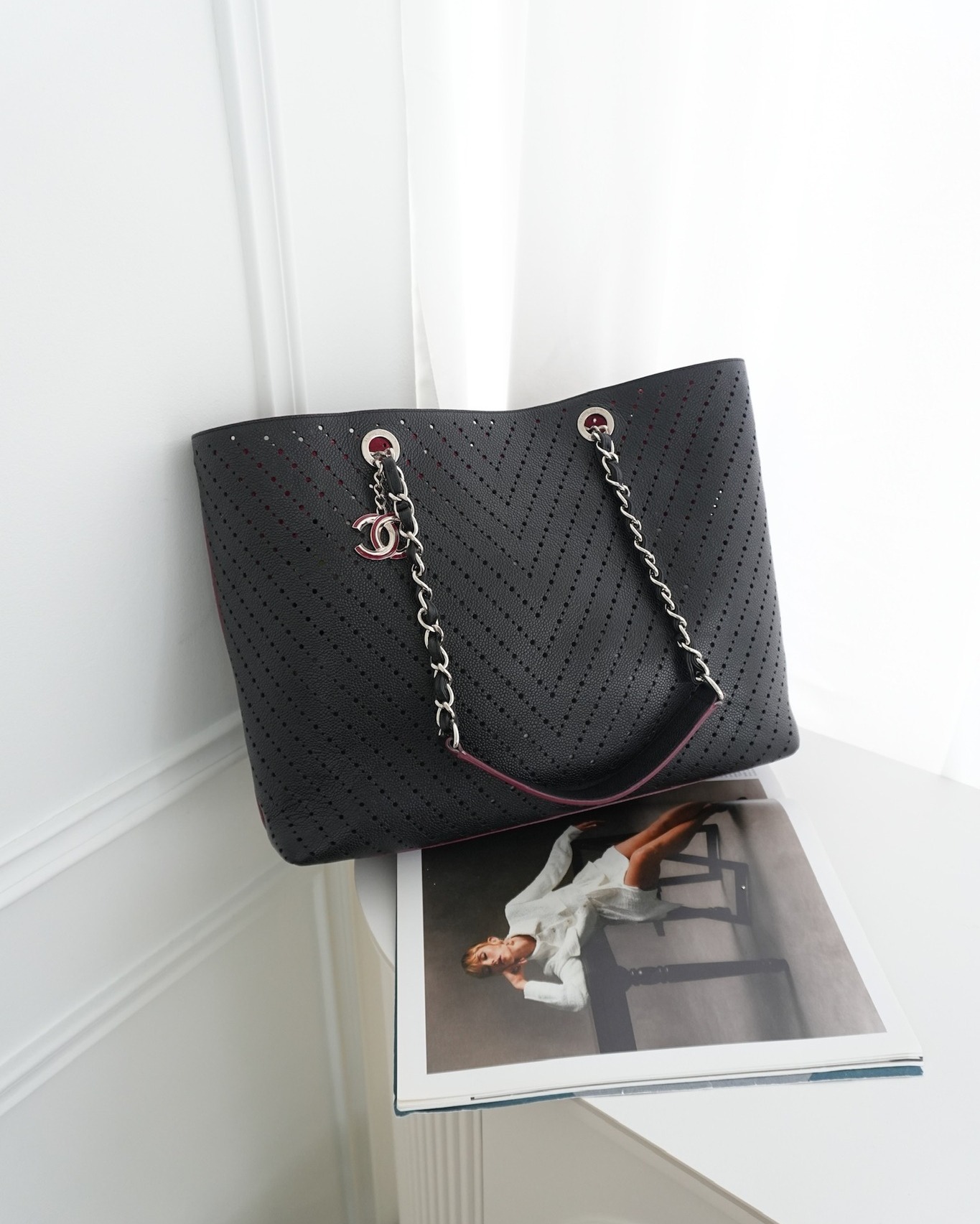 Chanel Large Shopping Tote Black Perforated Caviar