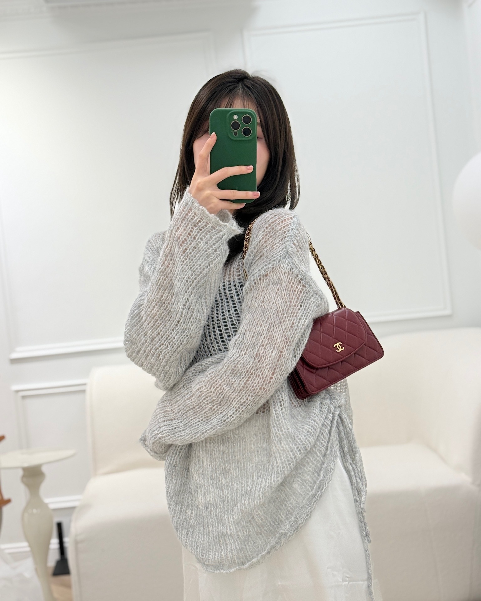 Chanel Mini WOC with CC Chain Burgundy Lambskin 22K