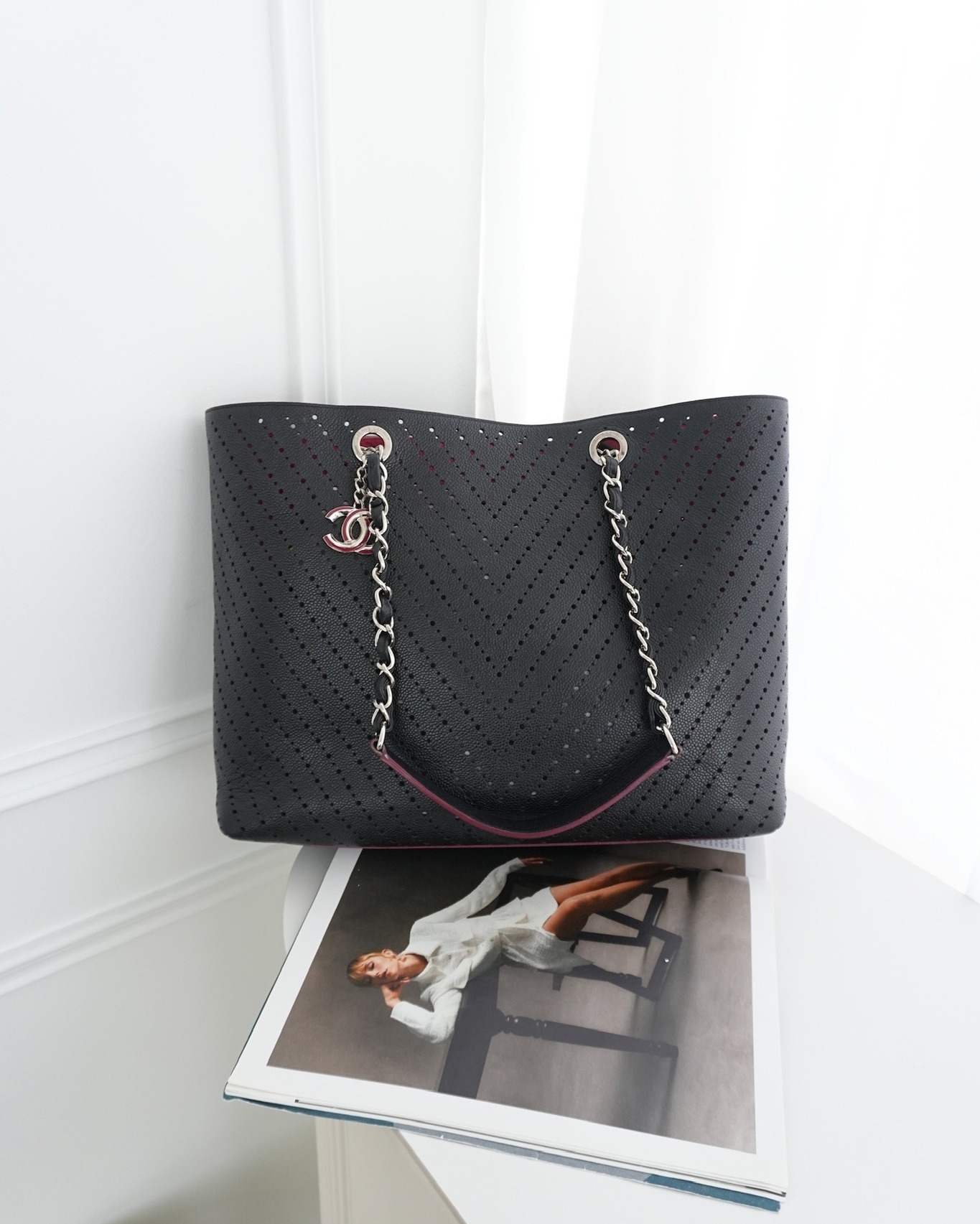 Chanel Large Shopping Tote Black Perforated Caviar
