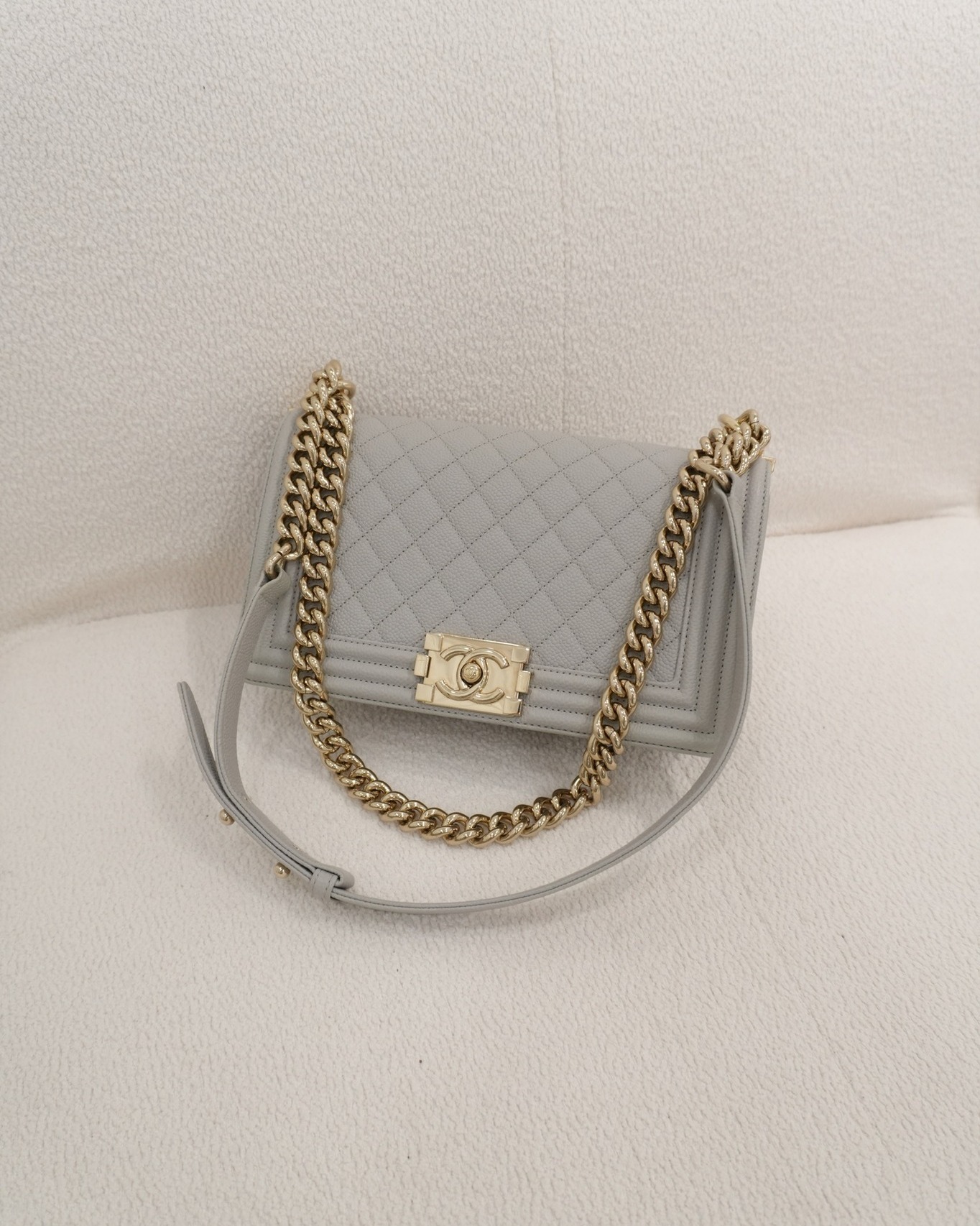 Chanel Medium Boy Quilted Grey Caviar