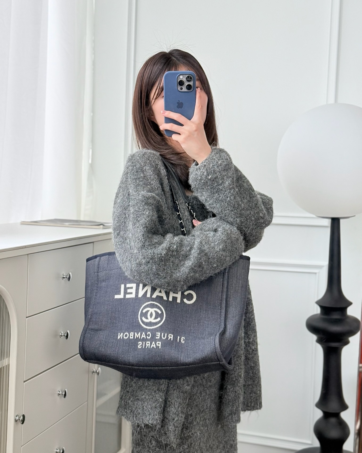 Chanel Medium Deauville Navy Canvas