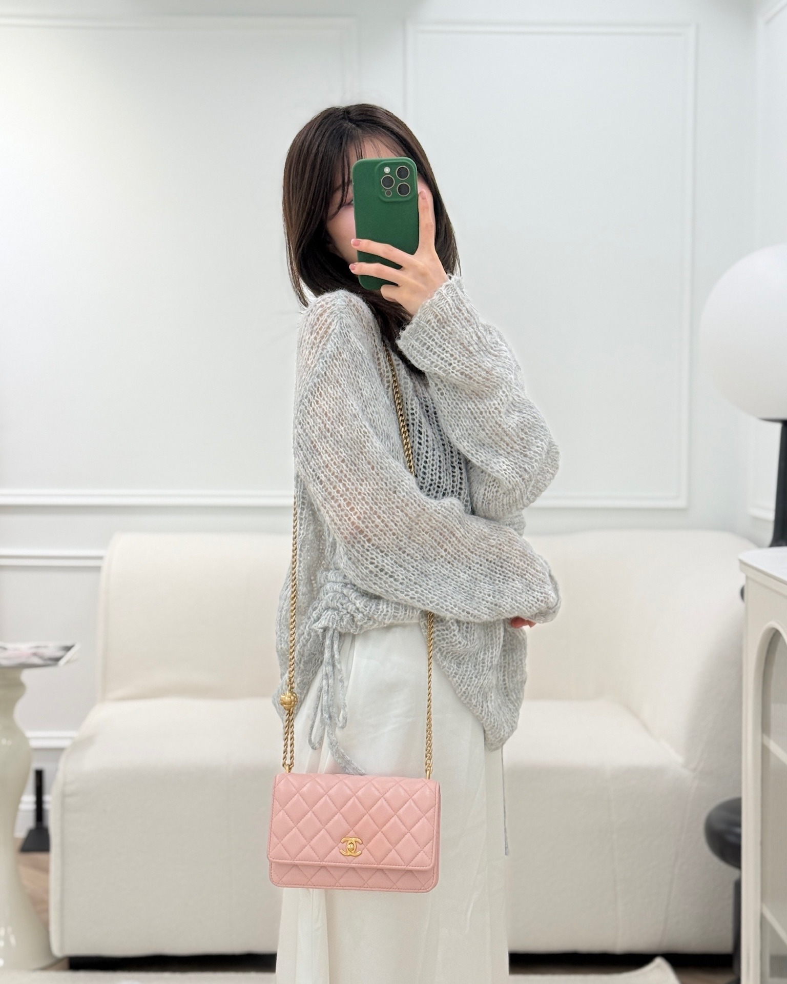 Chanel Camellia Crush Wallet on Chain WOC Pink Lambskin Aged