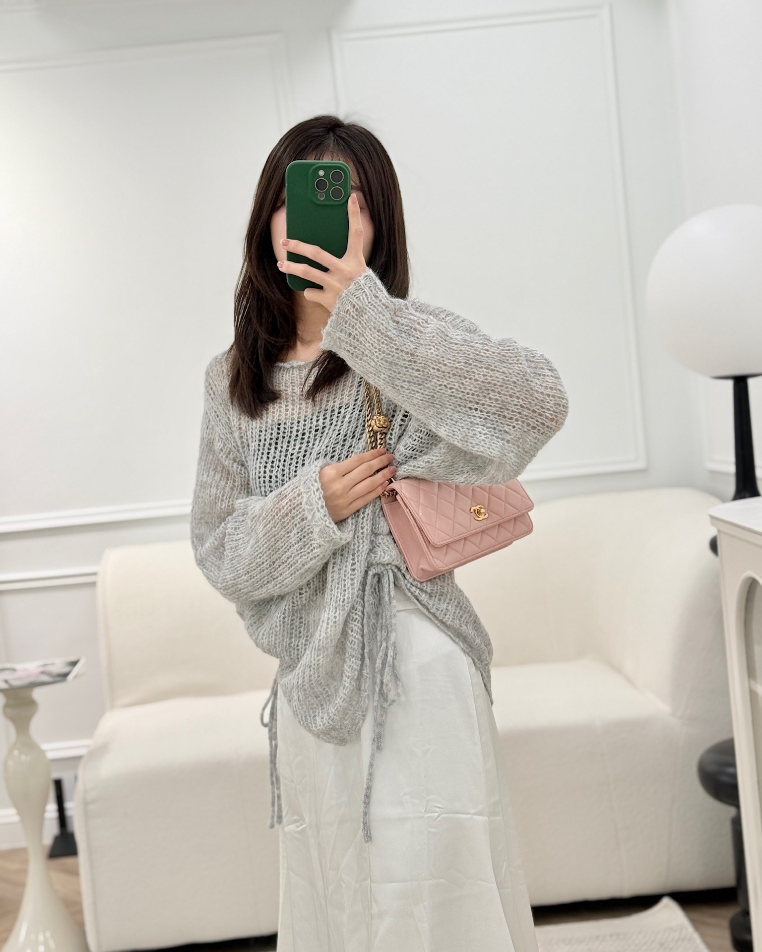 Chanel Camellia Crush Wallet on Chain WOC Pink Lambskin Aged