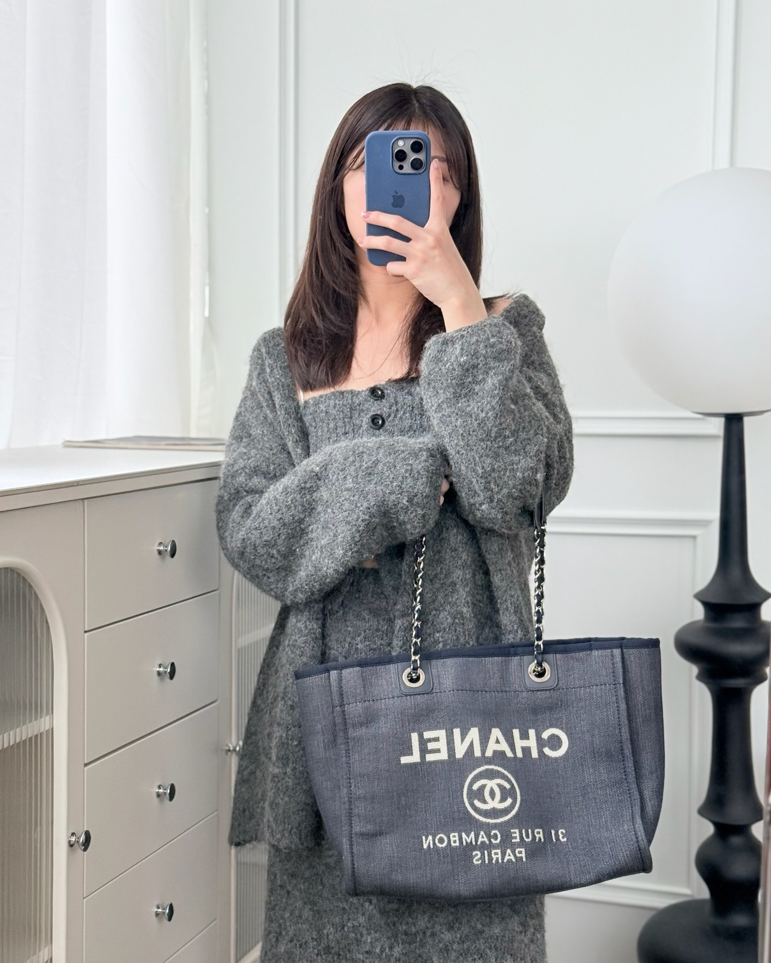 Chanel Medium Deauville Navy Canvas