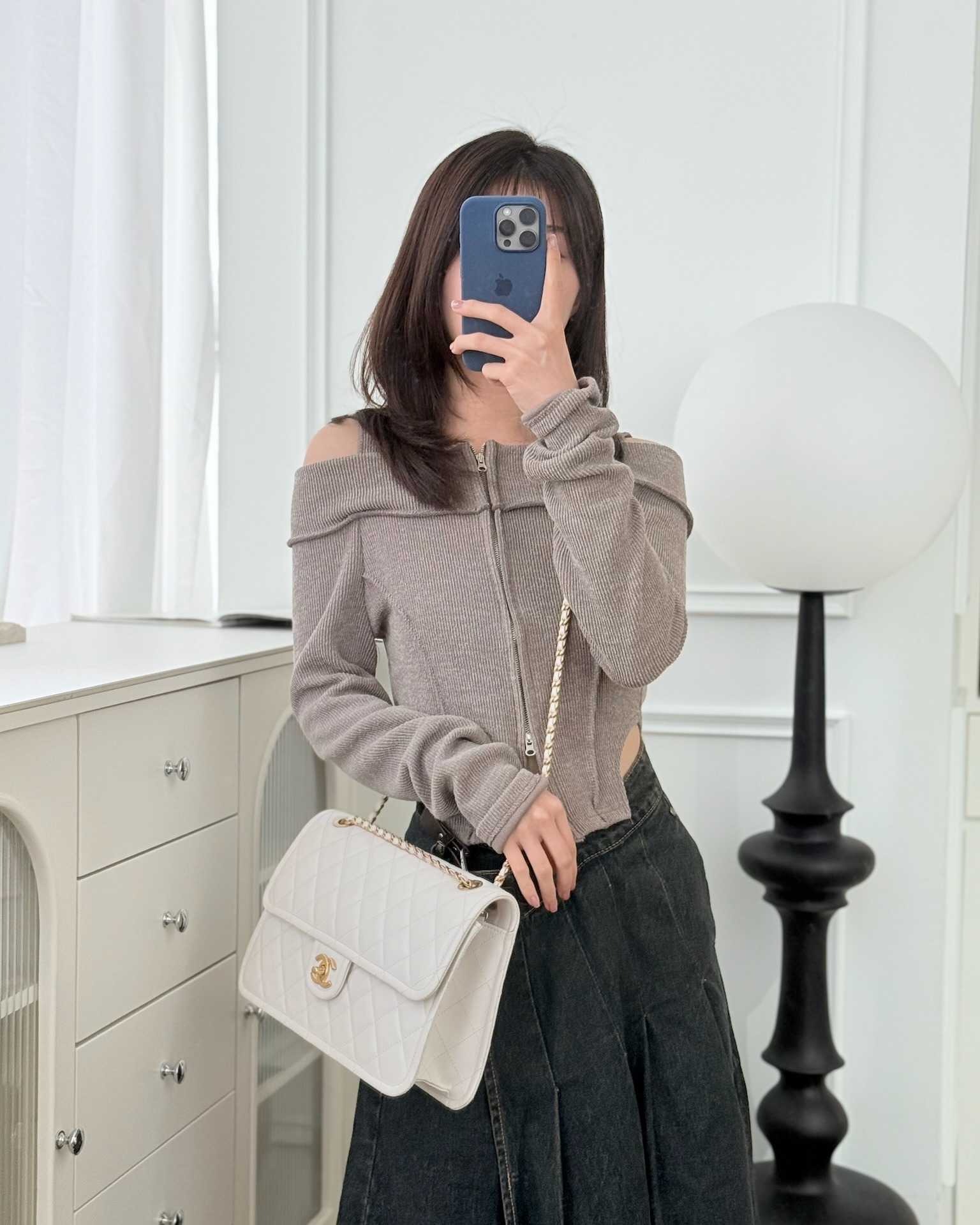 Chanel Large Quilted Sweet Classic Flap White Caviar Aged