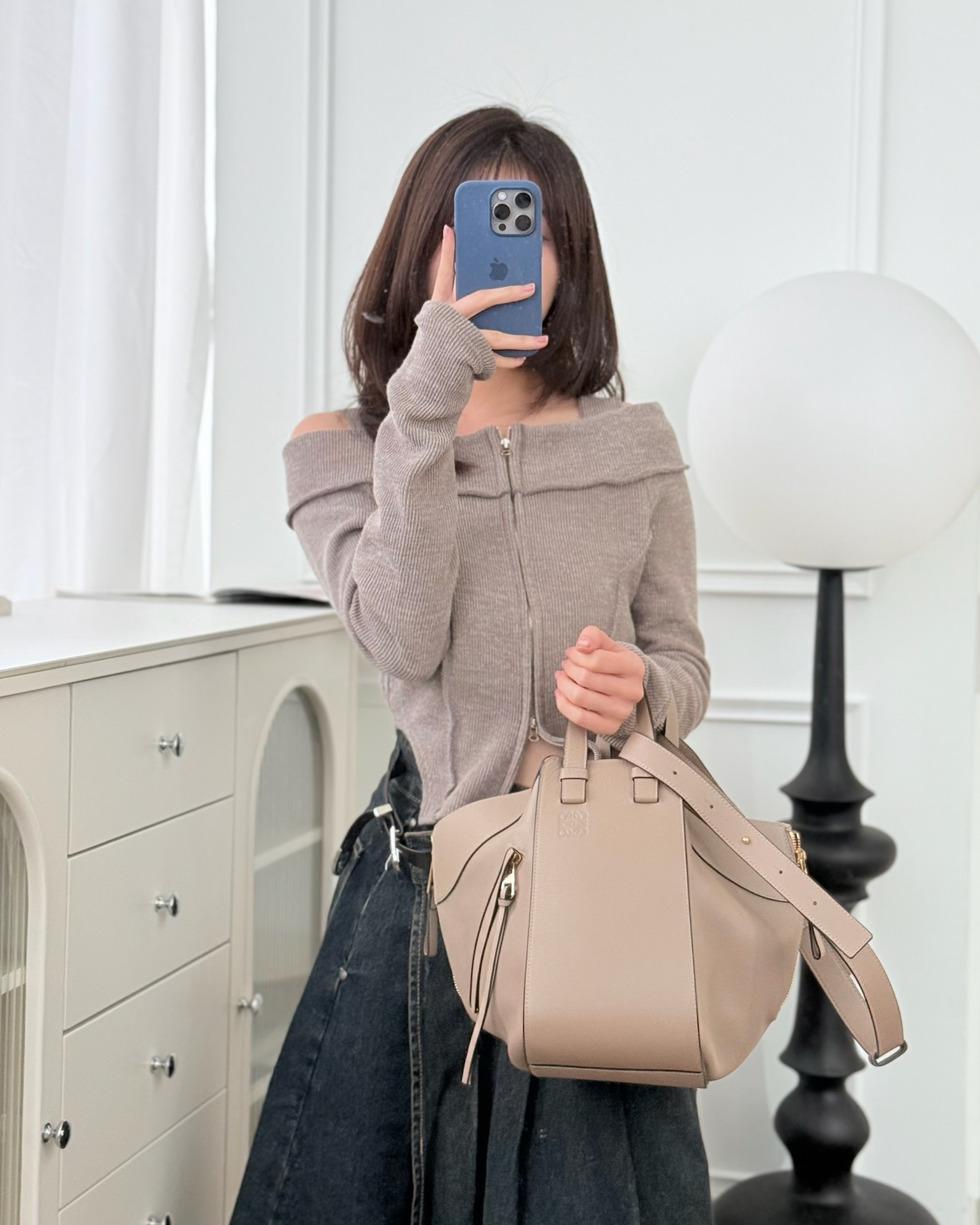 Loewe Small Hammock Shoulder Bag Calfskin Sand