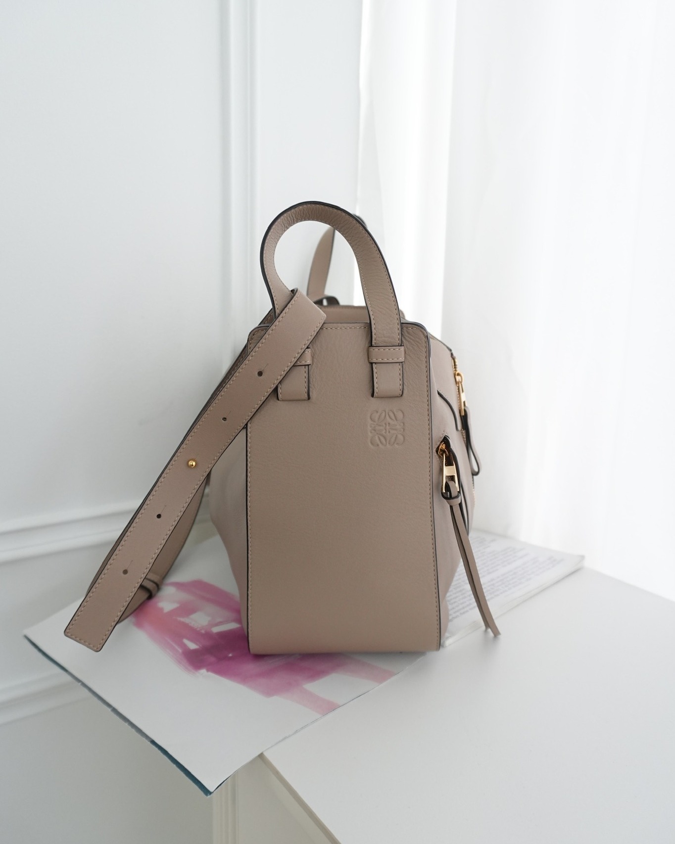 Loewe Small Hammock Shoulder Bag Calfskin Sand