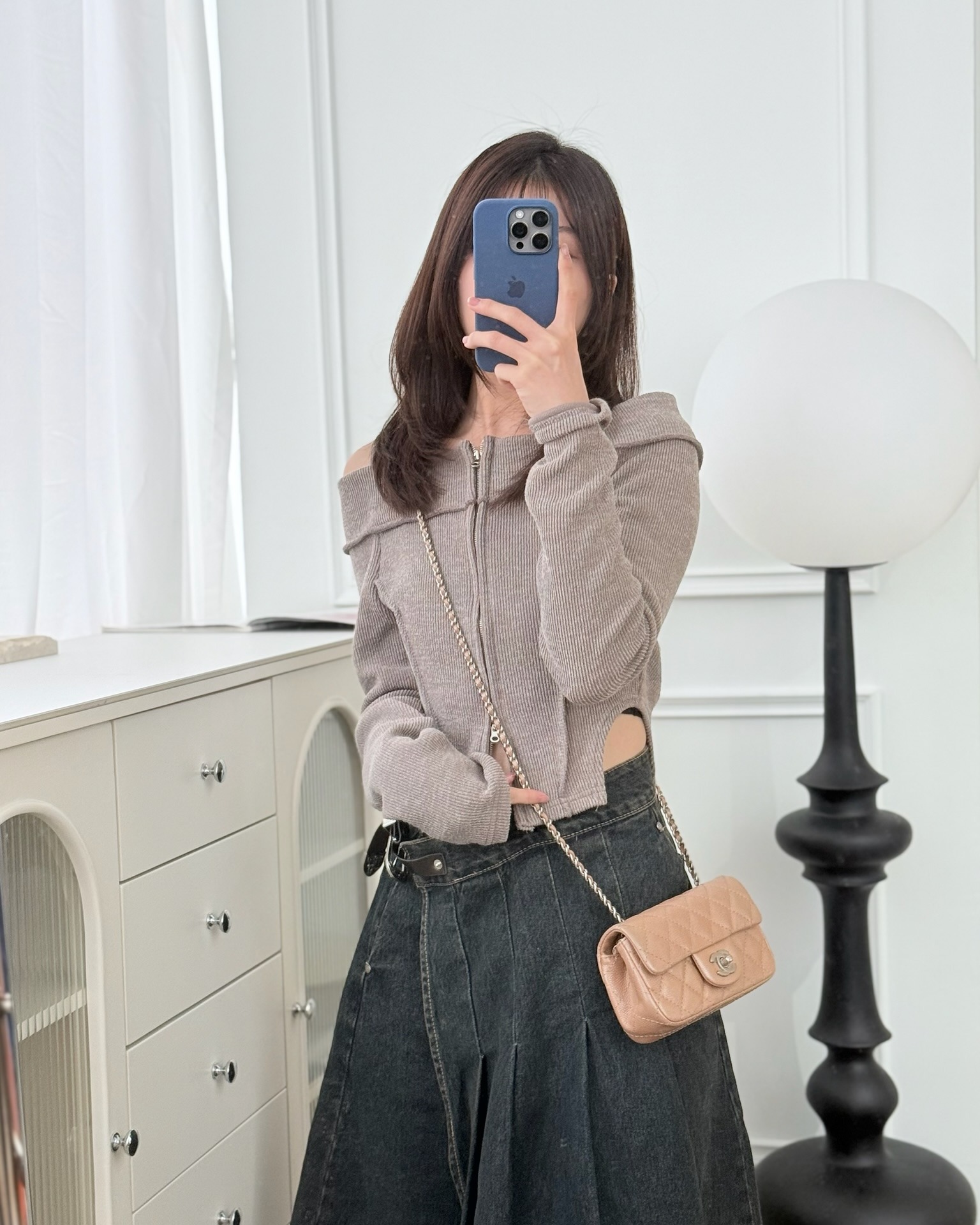 Chanel Quilted Extra Mini Rectangular Flap Beige Caviar Matt