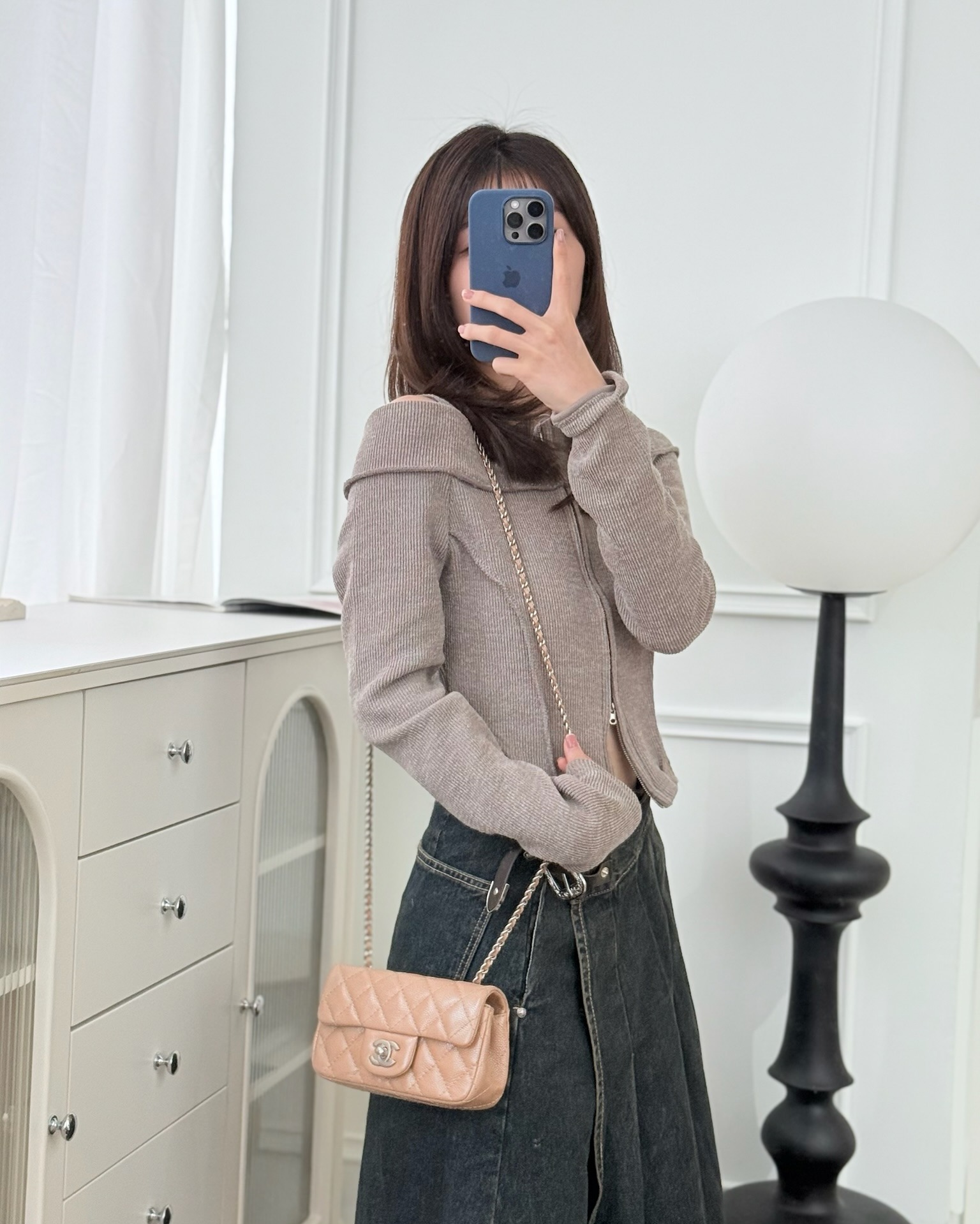 Chanel Quilted Extra Mini Rectangular Flap Beige Caviar Matt