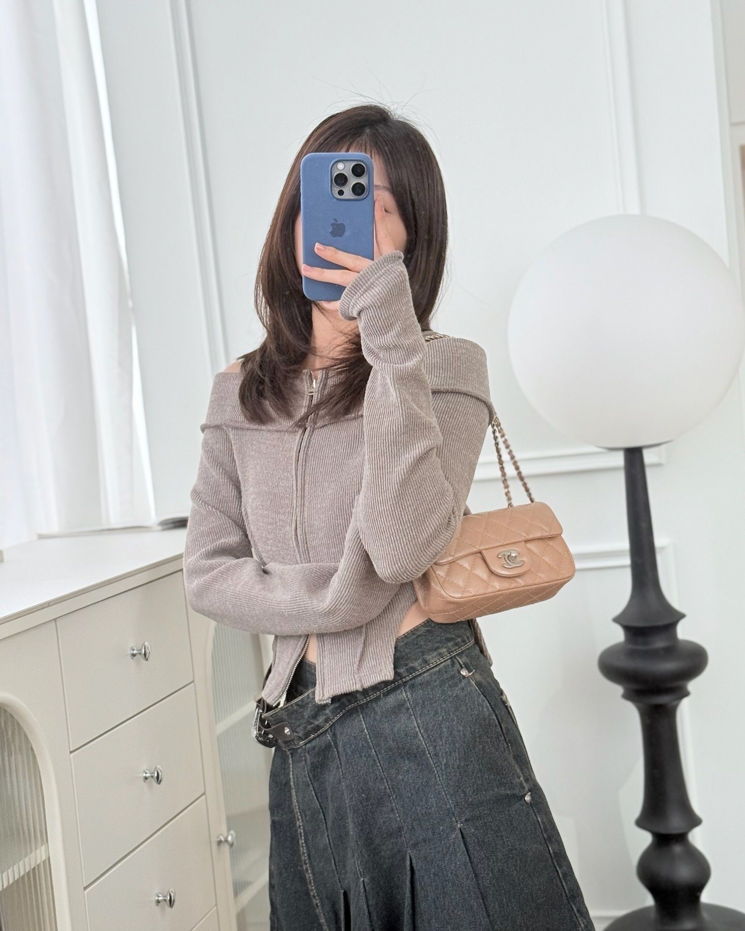 Chanel Quilted Extra Mini Rectangular Flap Beige Caviar Matt