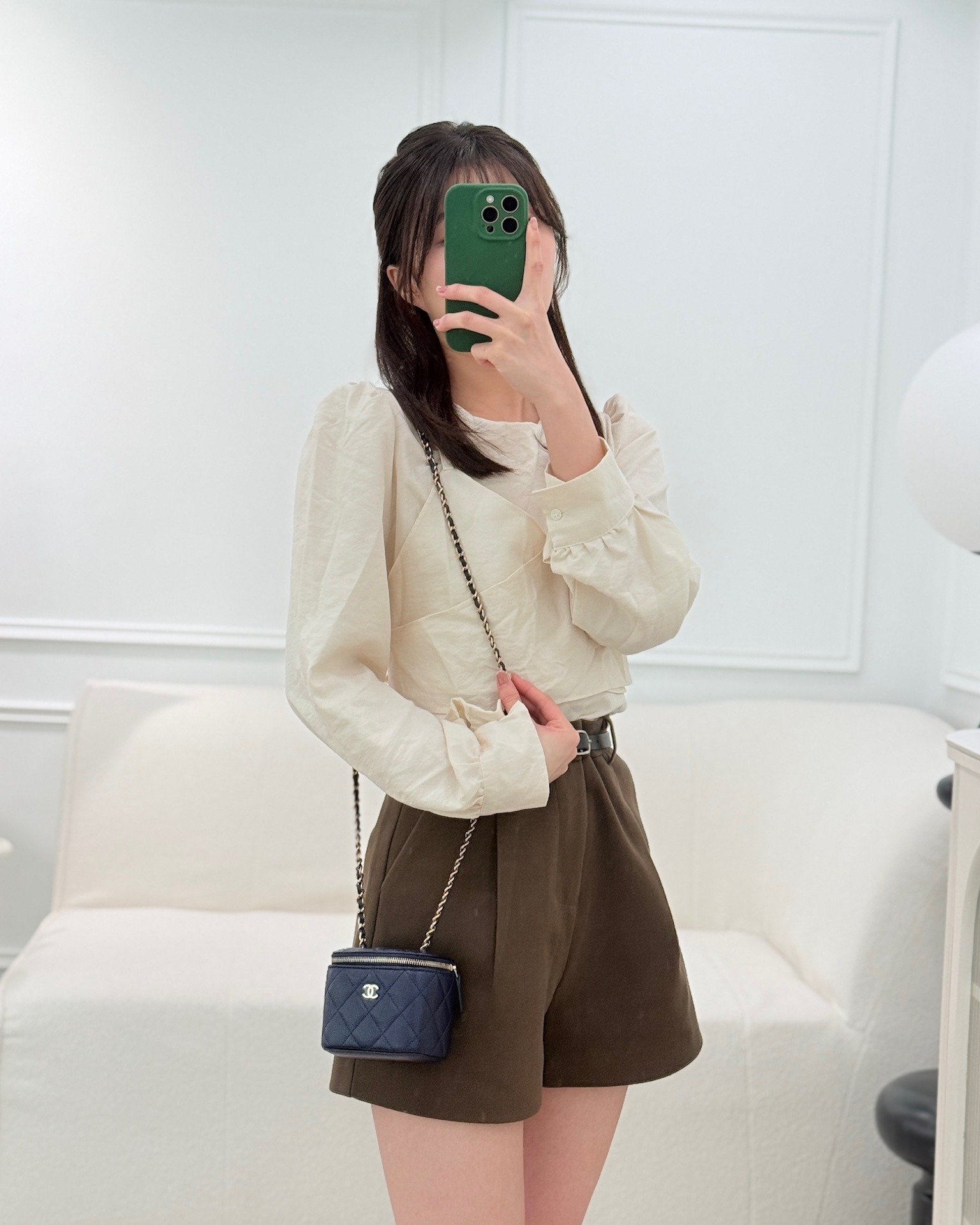 Chanel Mini Vanity With Chain Navy Caviar